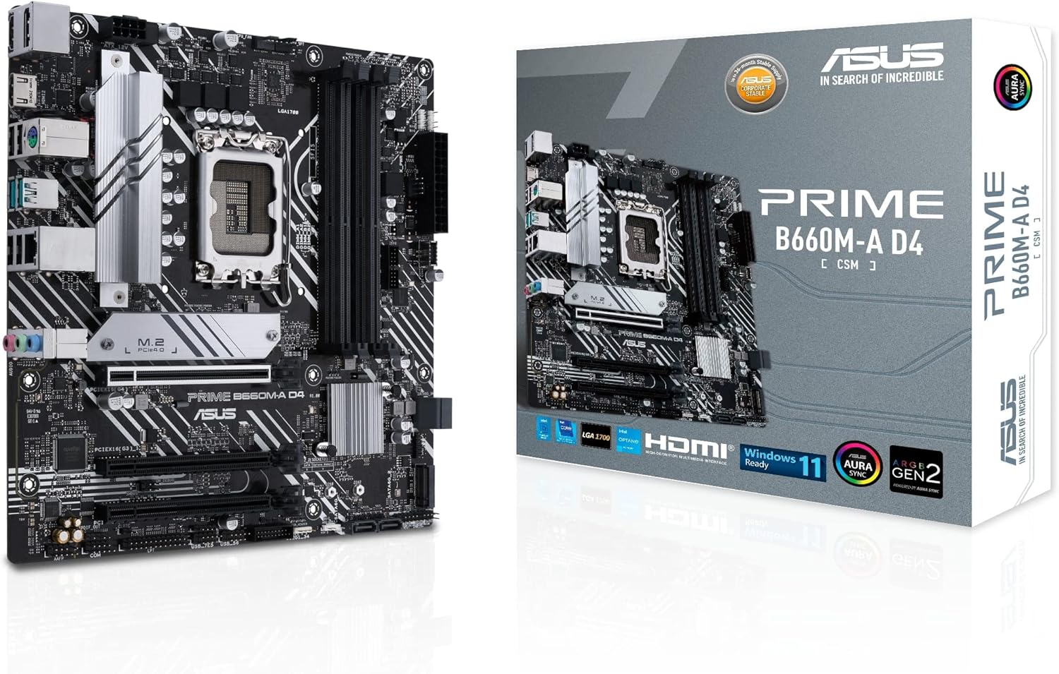 ASUS Prime B660M-A D4-CSM Intel LGA 1700 Matx Motherboard image number 3