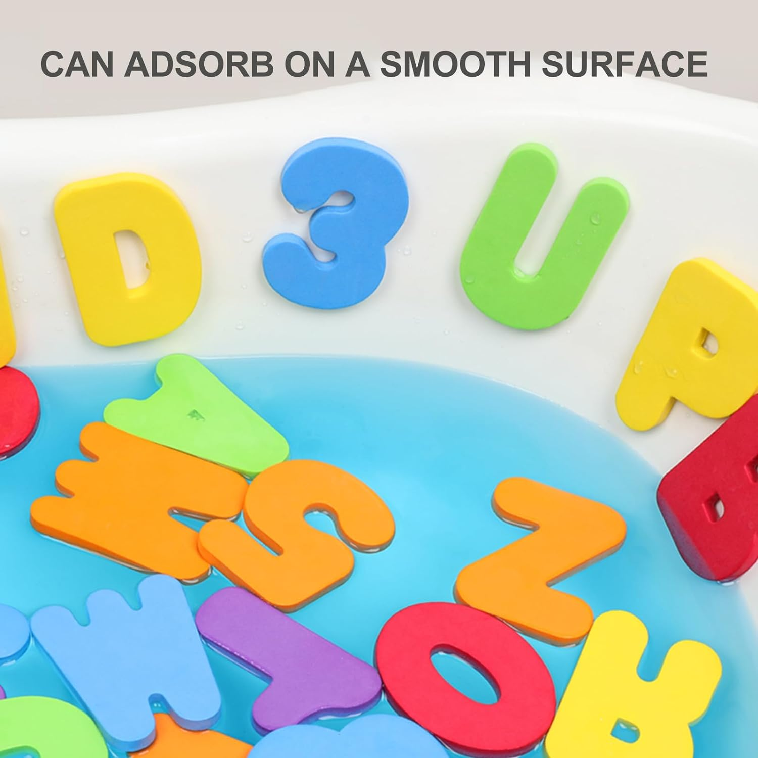 36Pcs/Set Bath Toy,Floating Alphanumeric Letters Puzzle Soft Numbers Bathroom Sticker image number 1