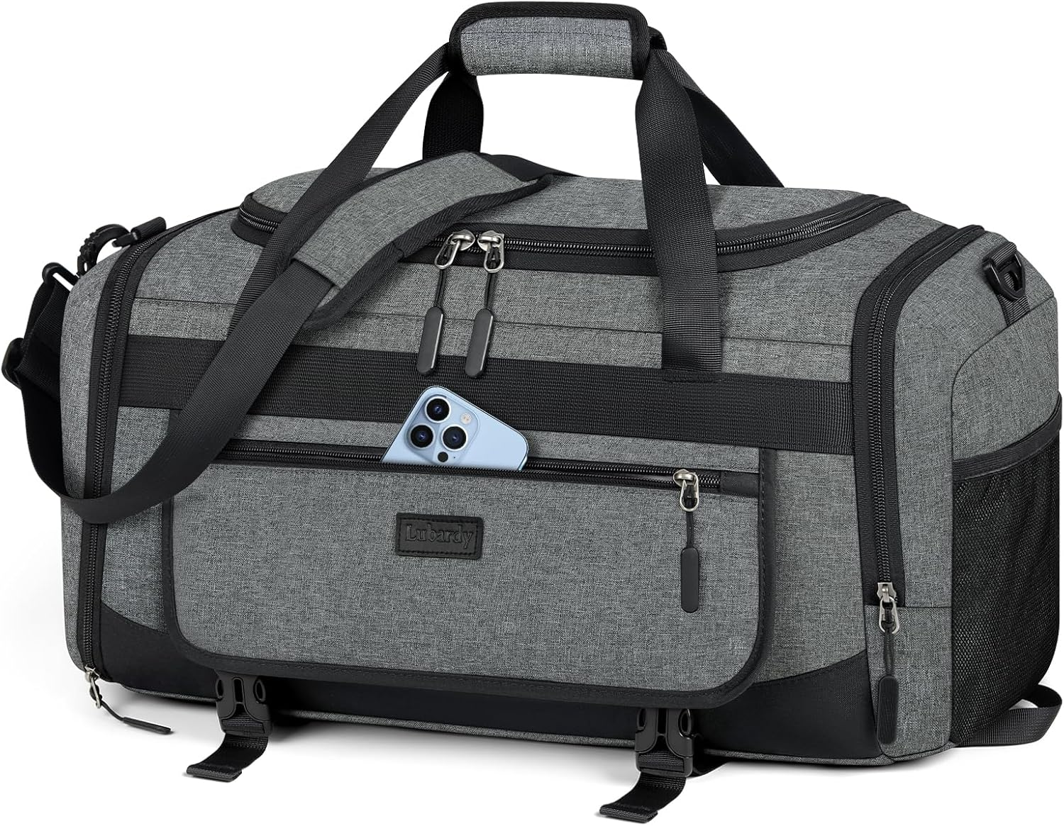 Gym Bag for Men 40L Sports Duffel Bags Gym Duffle Bag Women with Shoe Compartment & Wet Pocket Water Resistant Travel Duffel Bag Lightweight Weekender Overnight Bag Black, Grey, 40L, Duffle Bag Women