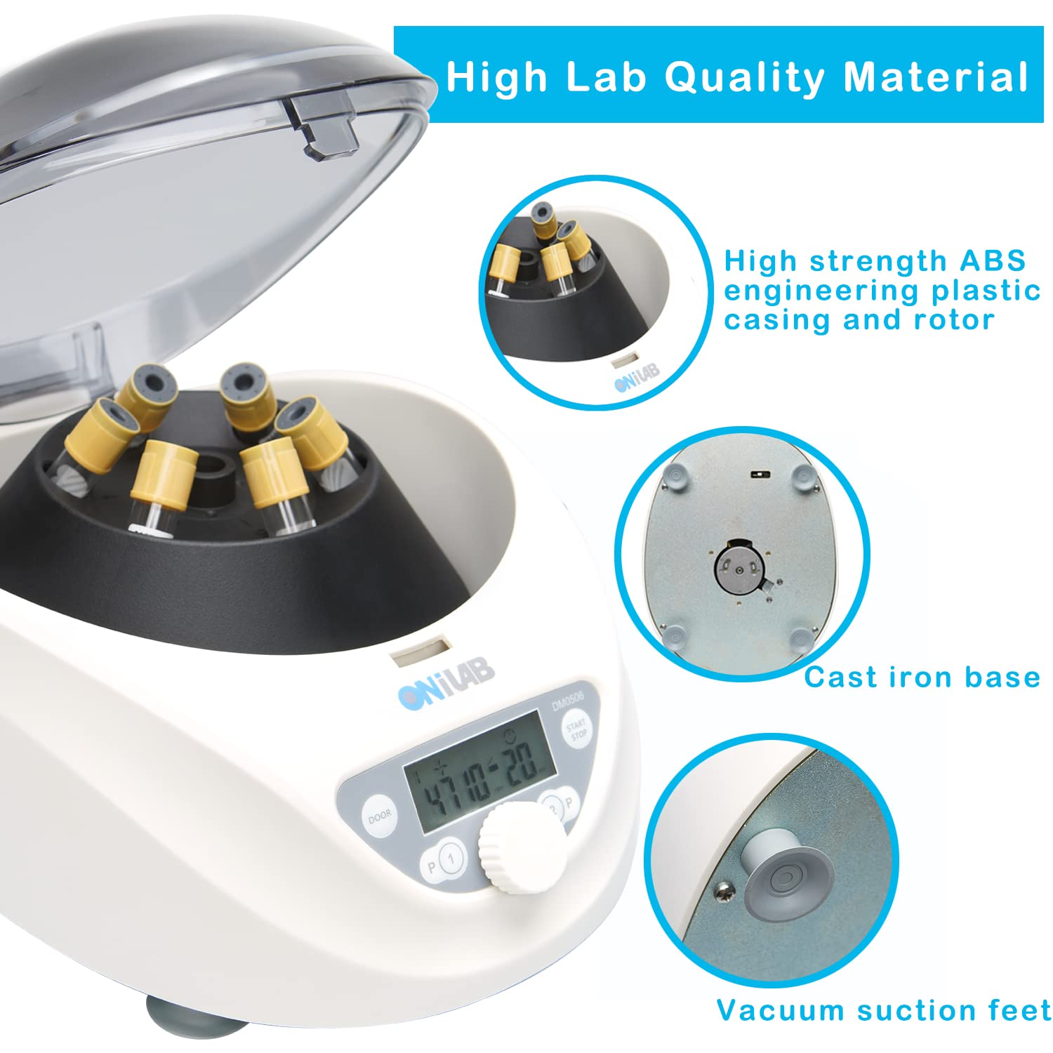 Onilab Lab PRP Benchtop Centrifuge 6X15Ml/10Ml/7Ml/1.5-5Ml, 300-5000Rpm(Max. 2600Xg RCF),LCD Digital Desktop Lab Centrifuge Timer 30Sec-99Min, Two Quick Start Programs&hellip; image number 3