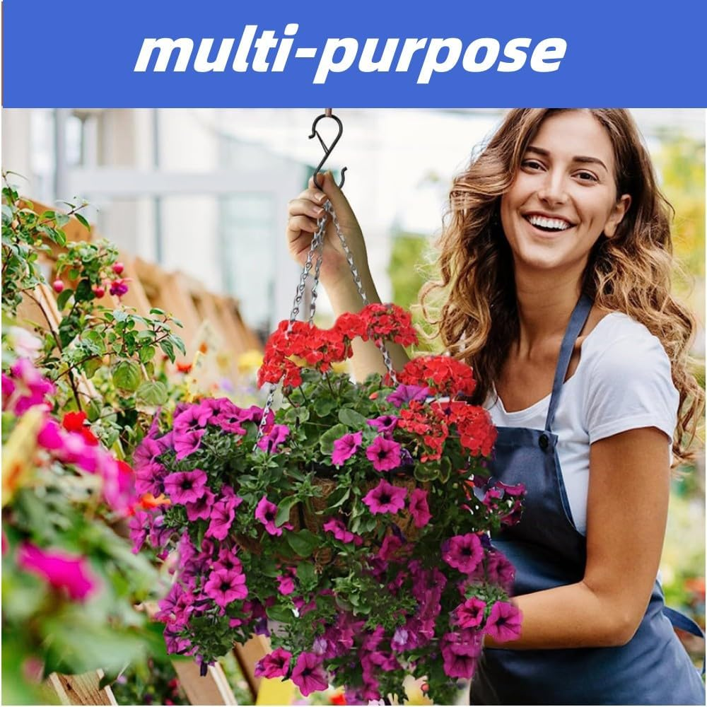 DACUAN 20Pcs S Hooks with Safety Buckle, 3.5 Inch Heavy Duty S Hooks for Kitchen, Bathroom, Courtyard - Hanging Plants, Clothes, Pots and Pans, Bathing Utensils, Bags (Black)