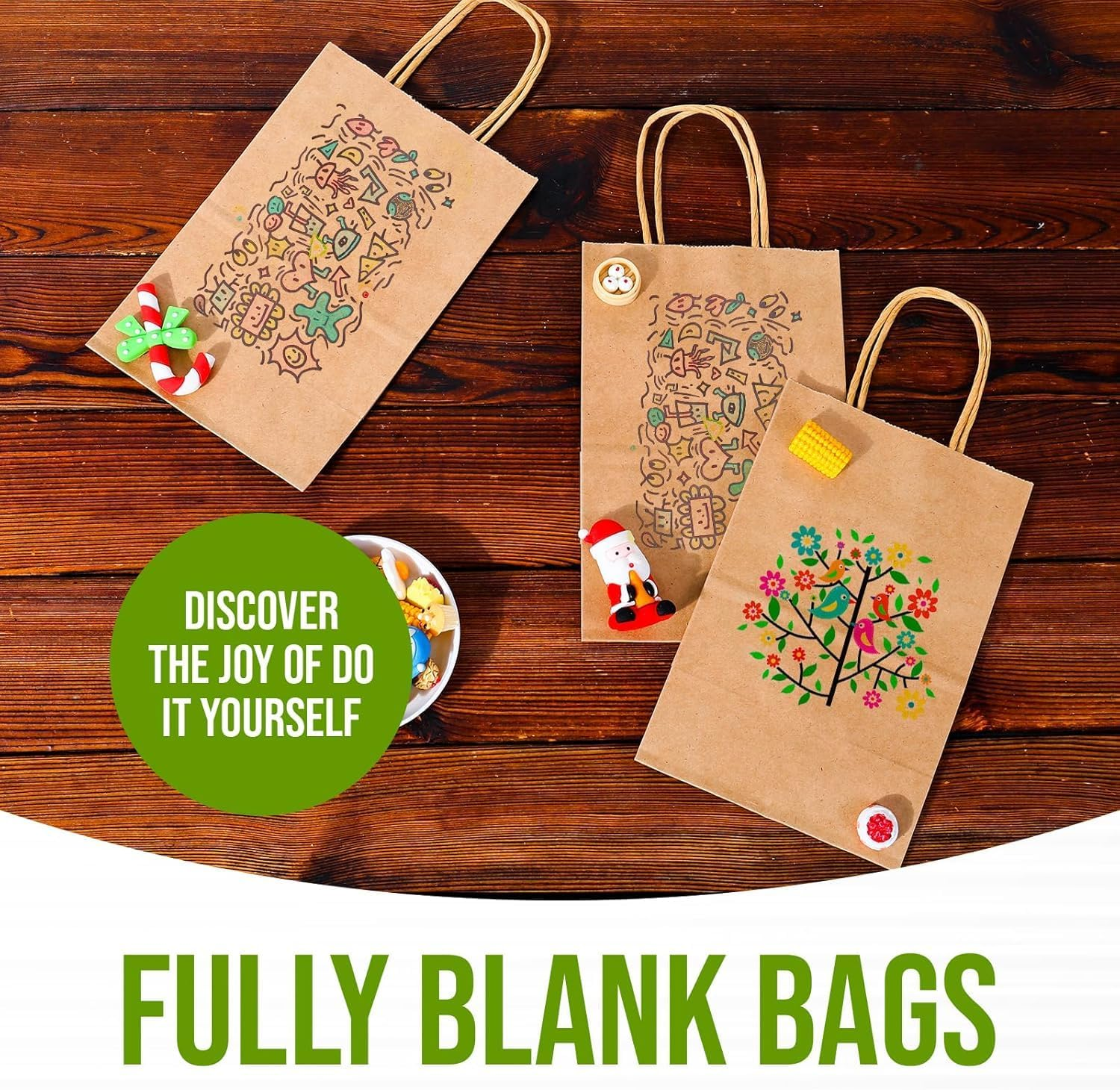 100Pcs Brown Kraft Paper Bag with Handles, 15 * 8 * 21Cm Gift Bag for Small Business Christmas Bulk, Wedding, Party Favor, Shopping, Lunch, Halloween Trick-Or-Treat Bags - Red image number 4