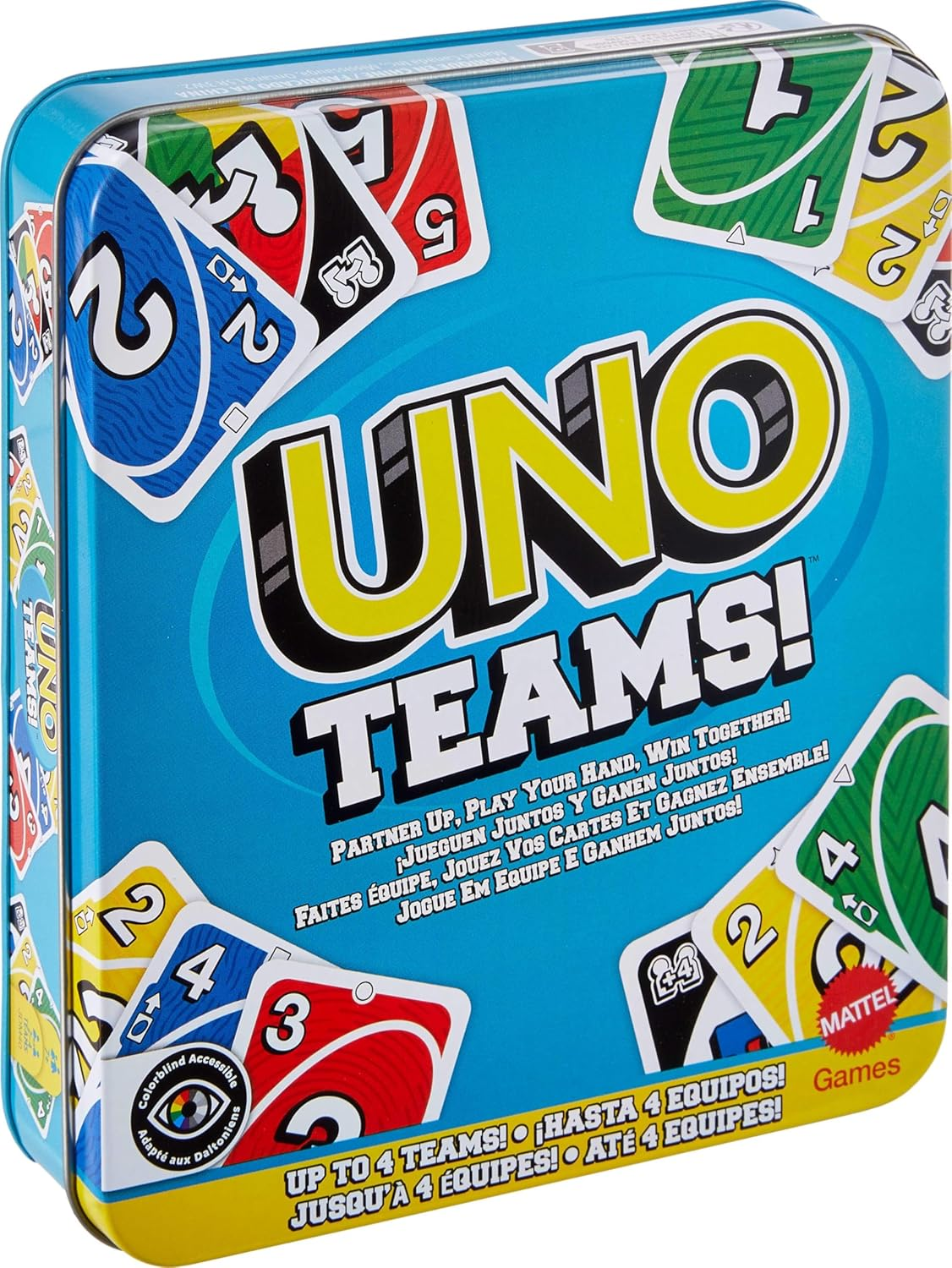Mattel Games UNO Teams Card Game for Kids, Adults & Family Night, Parties & Travel with Special Rules (Amazon Exclusive) image number 4