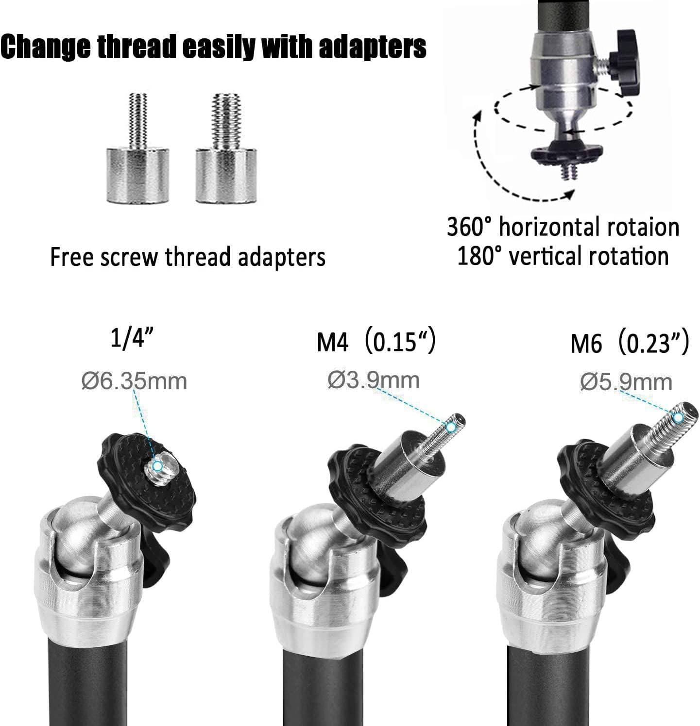 Mini Projector Ceiling Mount 360&deg; Adjustable Projector Wall Mount Length 7In / 18Cm Projector Mount Compatible with TMY Auking HAPPRUN Vankyo Meer ELEPHAS NICPOW Projector and Mini Projector Black image number 1