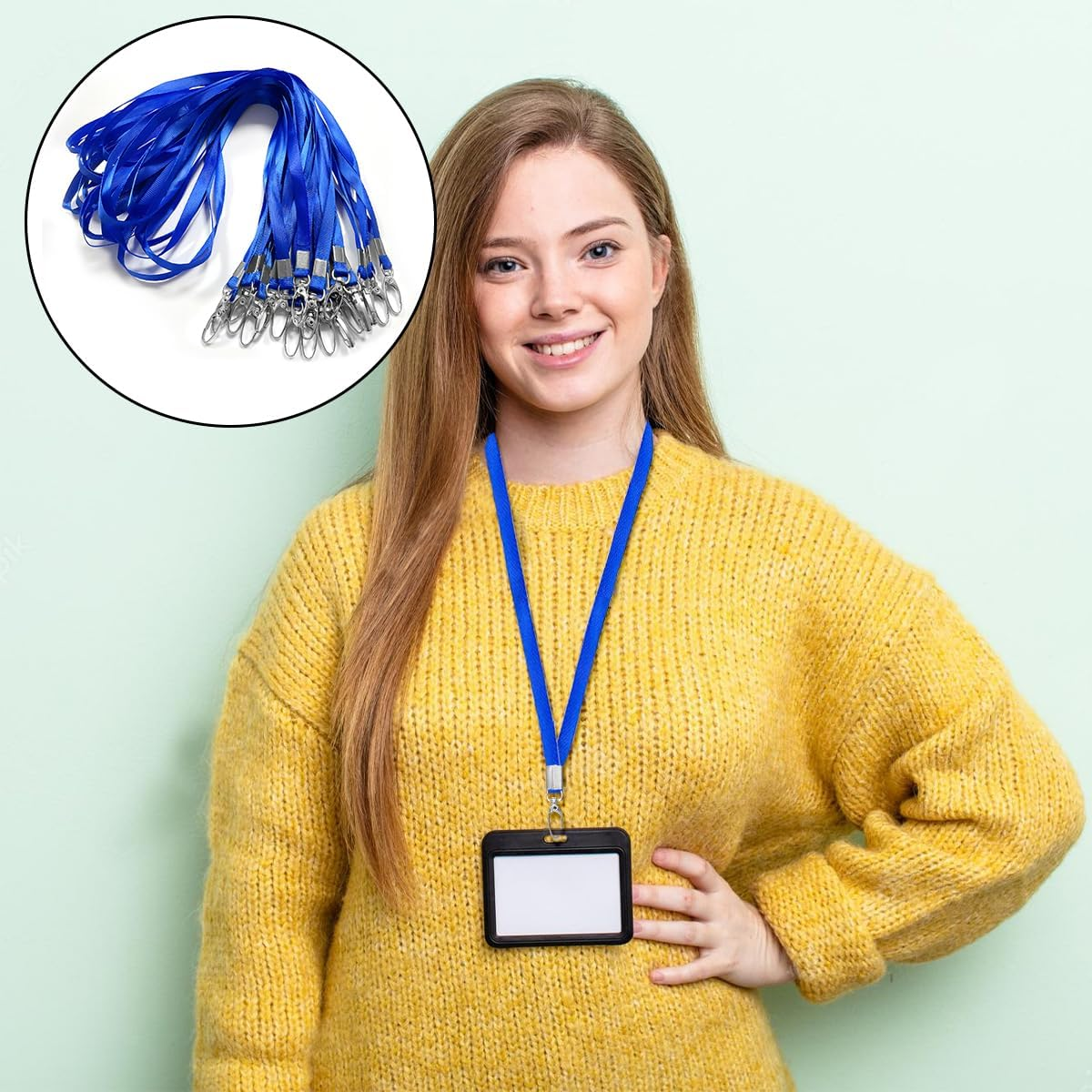 Badge Lanyards, 20PCS Durably Neck Lanyards for Ifor ID Badges, Ship Cards, Key (Blue) image number 5