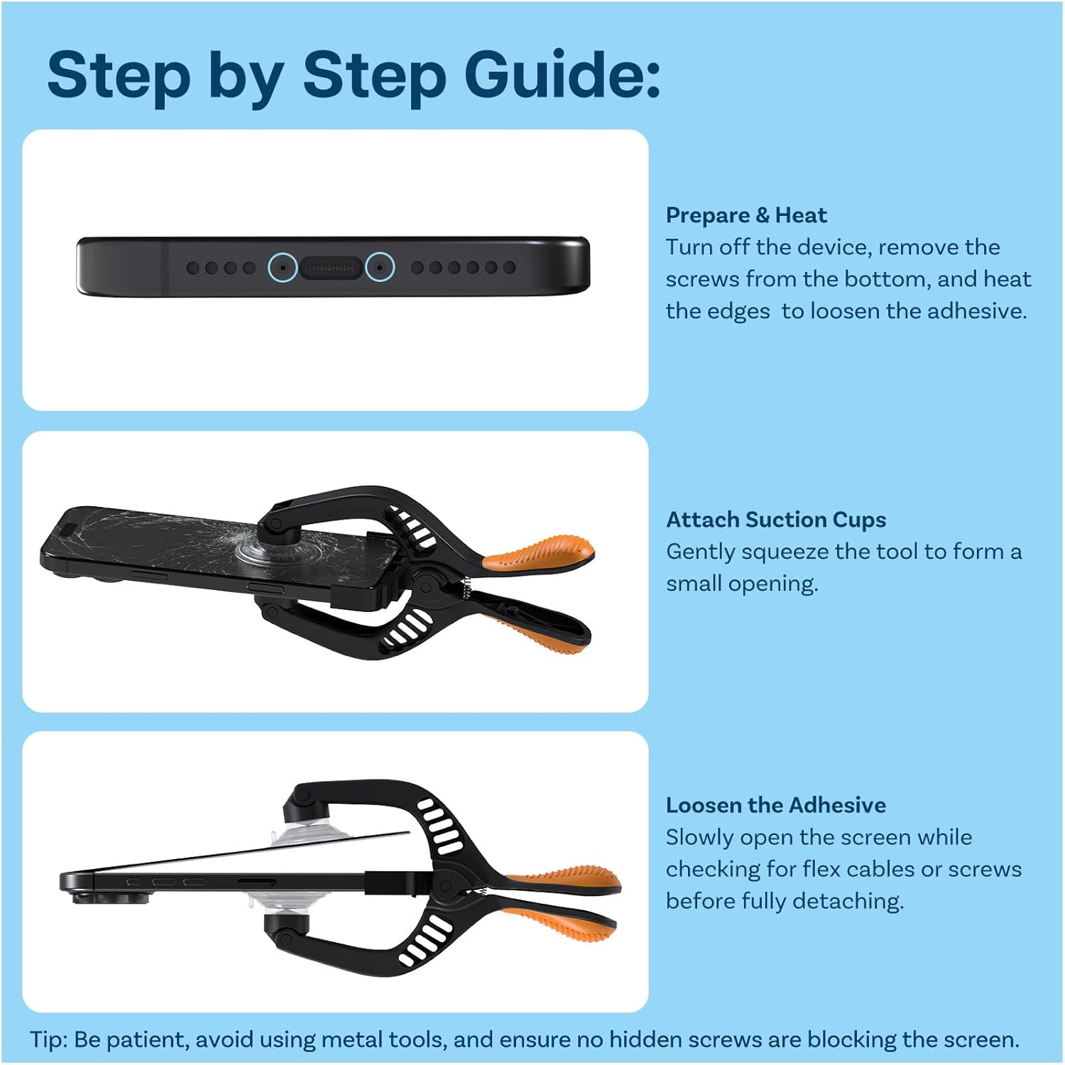 MMOBIEL LCD Screen Opening Tool/Pliers Repair Tool Suction Cup Compatible with Various Tables and Smartphones (Orange) - Blue image number 5