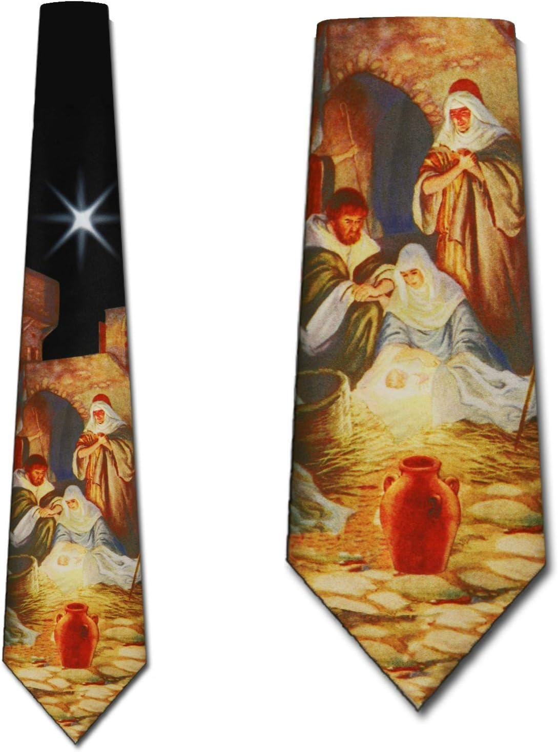 Three Rooker Nativity Scene Tie Mens Religious Manger Neckties - Sepia image number 3