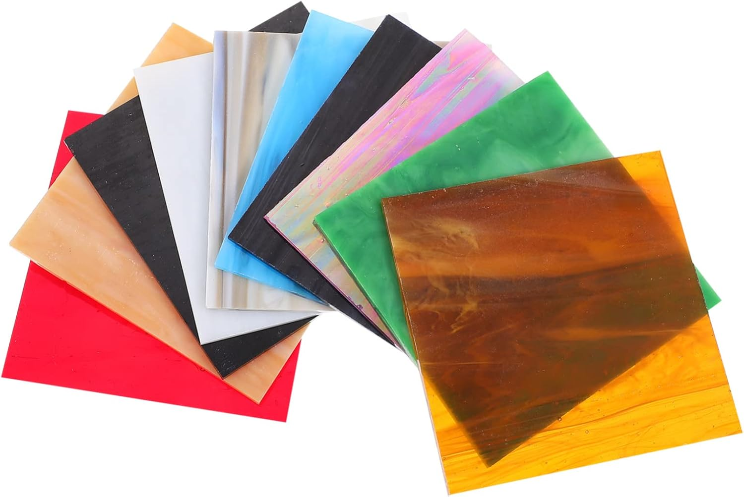 Tofficu 10Pcs Sheets Mica Slice Cathedral Stained Glass Stained Glass Panels Lamp Glass Mural Water Ripple Translucent Tiles Glass Glass Decorate Glass Plate image number 5