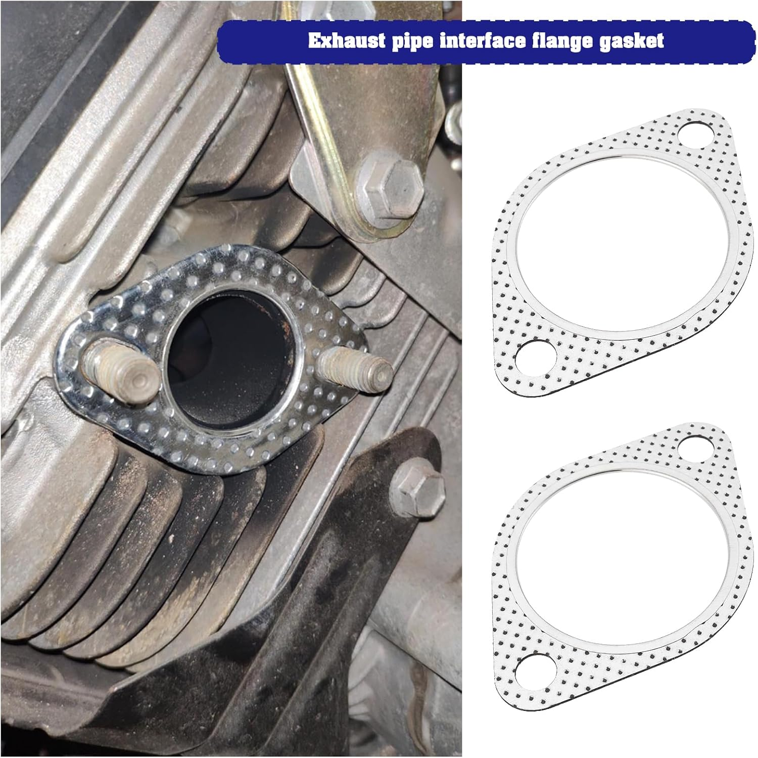 Create Idea 2Pcs 2.5 Inch Exhaust Pipe Interface Flange Gasket 2-Hole Steel Exhaust Turbine Manifold Lower Manifold Hole Spacing 102Mm for 70Mm Exhaust Pipe image number 5