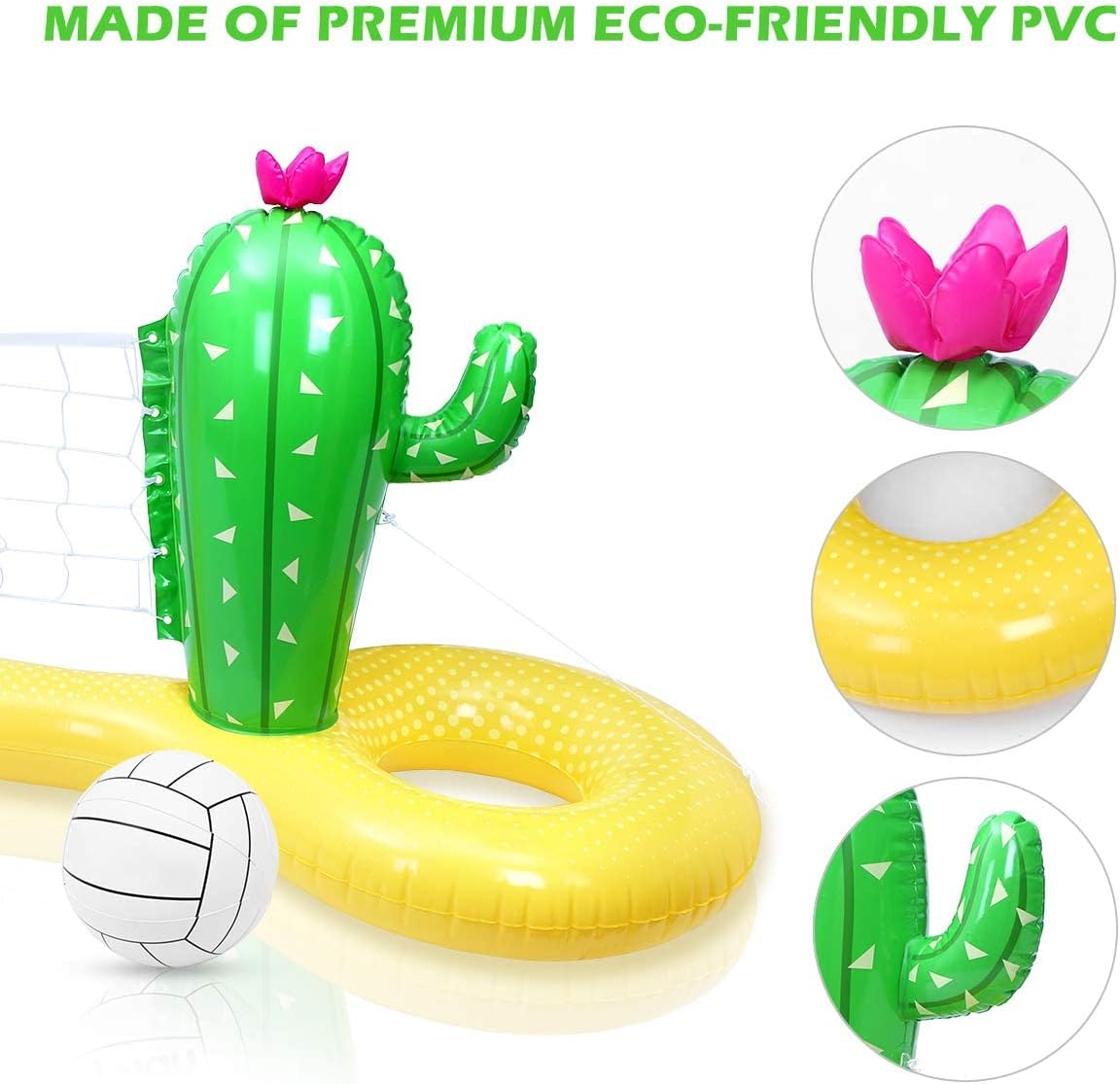 PVC Inflatable Volleyball Game Set Floating Hoop Game Cactus Floating Water Summer Fun Float Game Set Swimming Pool Summer Party300*70 * 100Cm image number 6