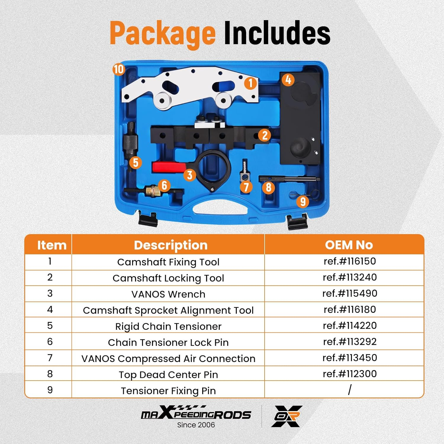 Maxpeedingrods Timing Tool Kit for BMW M52 M52TU M54 M56 6 Cylinder Engine Camshaft Alignment Timing Locking Tool Set, Pack of 8 image number 6