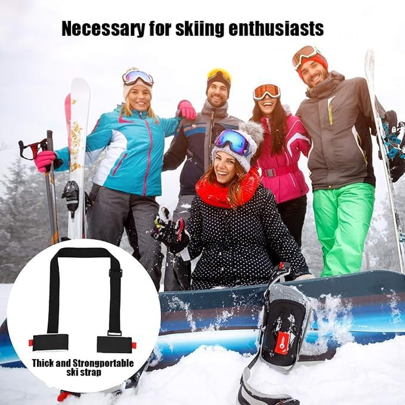 WEZCHUGHAOL 2 Pack Ski & Pole Carrier Straps - Adjustable Shoulder Strap with Cushioned Fastener Tape for Easy Transport | Durable Ski Equipment Accessories for Men Women image number 5