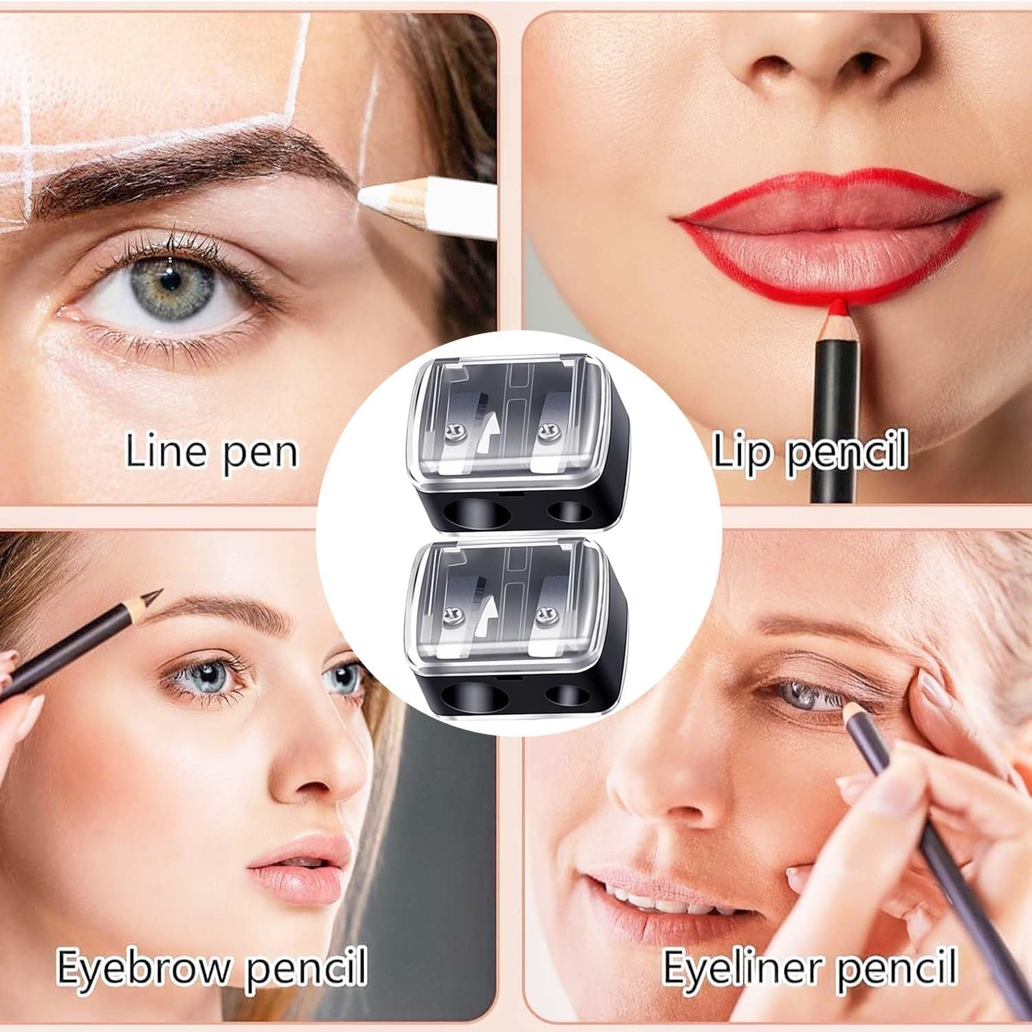 Set of 2 Universal Make-Up Sharpeners, Precision Sharpener for Kajal, Eyeliner, Lipstick & Eyebrow Pencils, with Sharp Blades, Handy for Travel image number 3