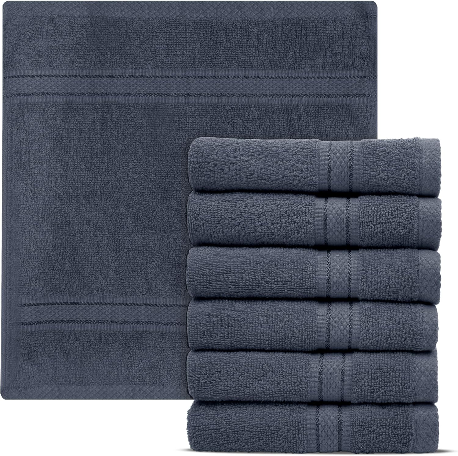 Luxury 100% Cotton Face Towel & Washcloths Gray - Pack of 4 (33 X 33 Cm) - Soft, Quick-Dry, Highly Absorbent & Durable image number 2