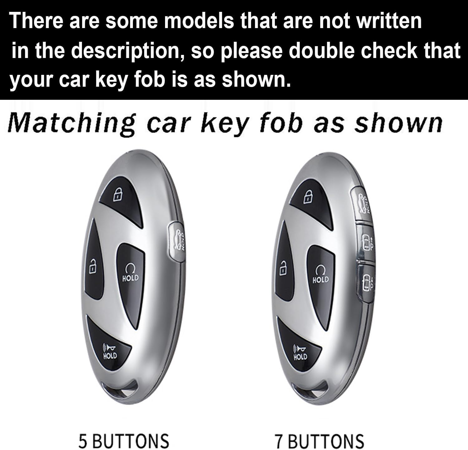 Ontto Leather Key Cover Fit for Hyundai 5/7 Buttons Key Fob Solid Car Key Case for Ioniq 6 Grandeur GN7 KONA Elantra Azera Sonata Hybrid Santa Fe Tucson Hybrid 2023 2024 2025,Black