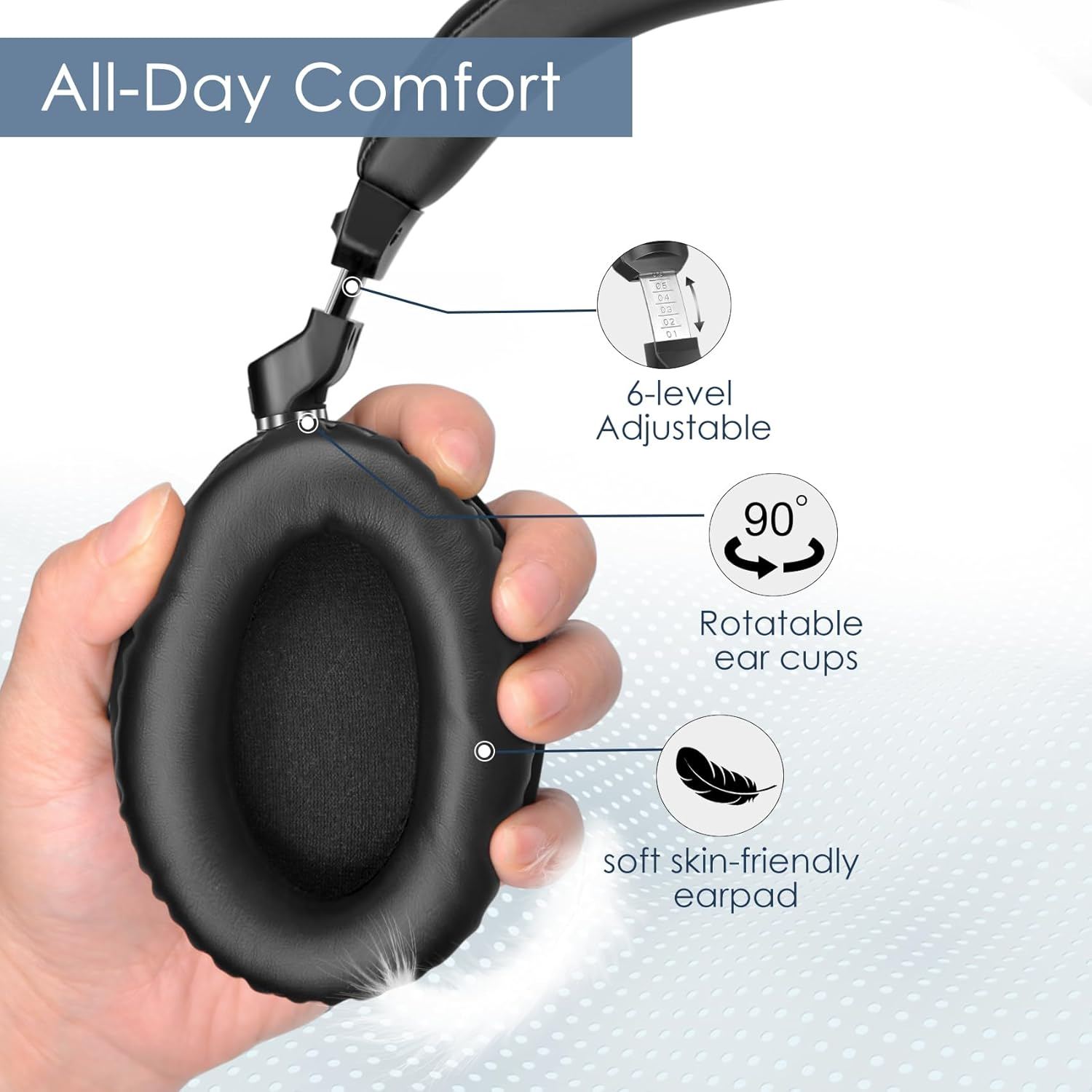 SIMOLIO JH-737D2 Dual Wireless TV Headphones, Bluetooth 5.2, Over-Ear, Black