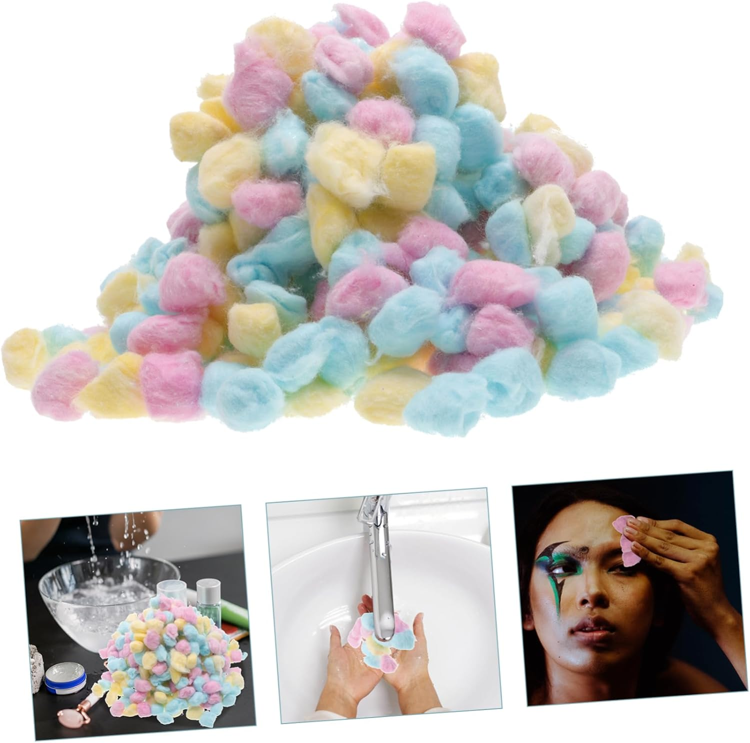 500G Baby Cotton Balls for Newborn Face Washing Small Colorful Cotton Balls in Pink for Infant Skincare image number 5