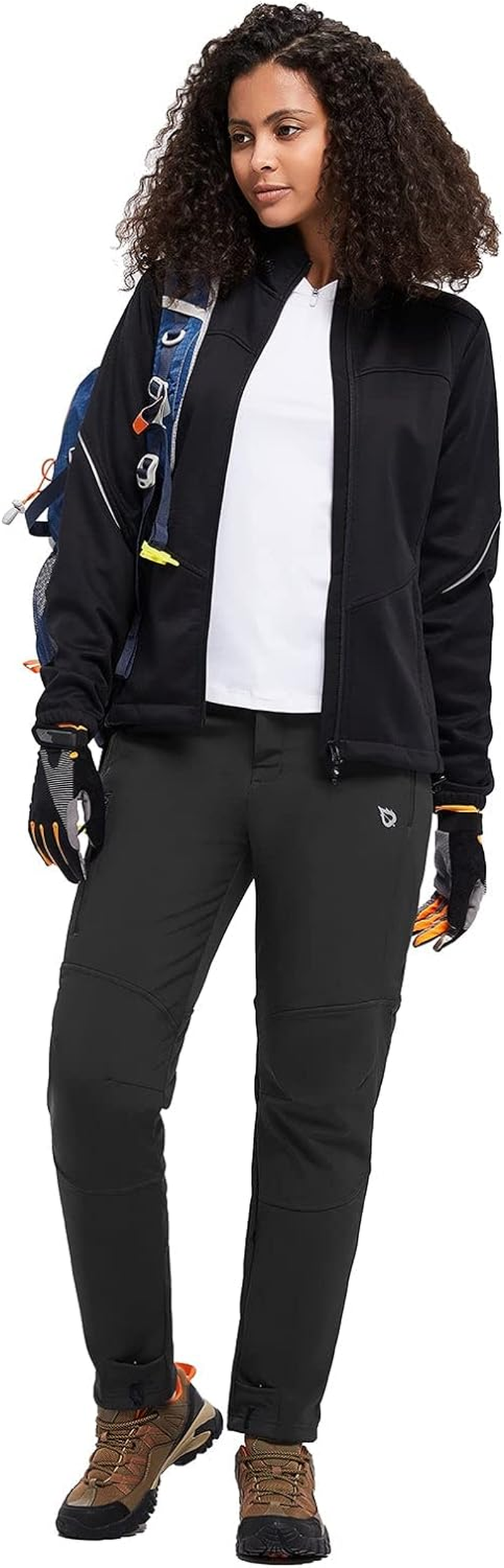 Baleaf Women'S Hiking Pants Fleece Lined Waterproof Cold Weather Insulated Ski Snow Pant Warm Winter Soft Shell image number 2