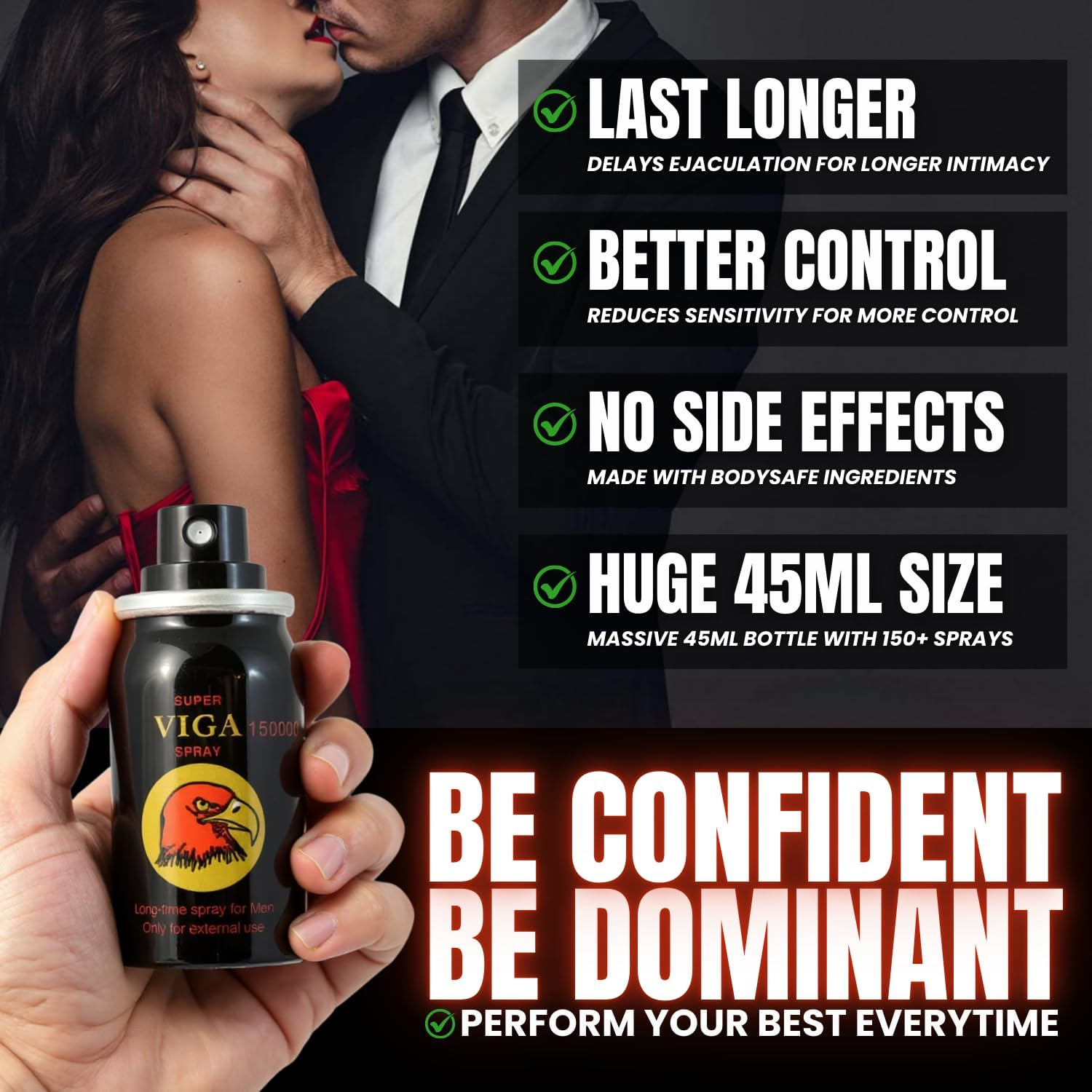 3 PACK | Super VIGA 150000 Desensitizing Delay Spray for Men | Last Longer in Bed | 150 Sprays | for Premature Ejaculation PE | Helps Prolong Climax