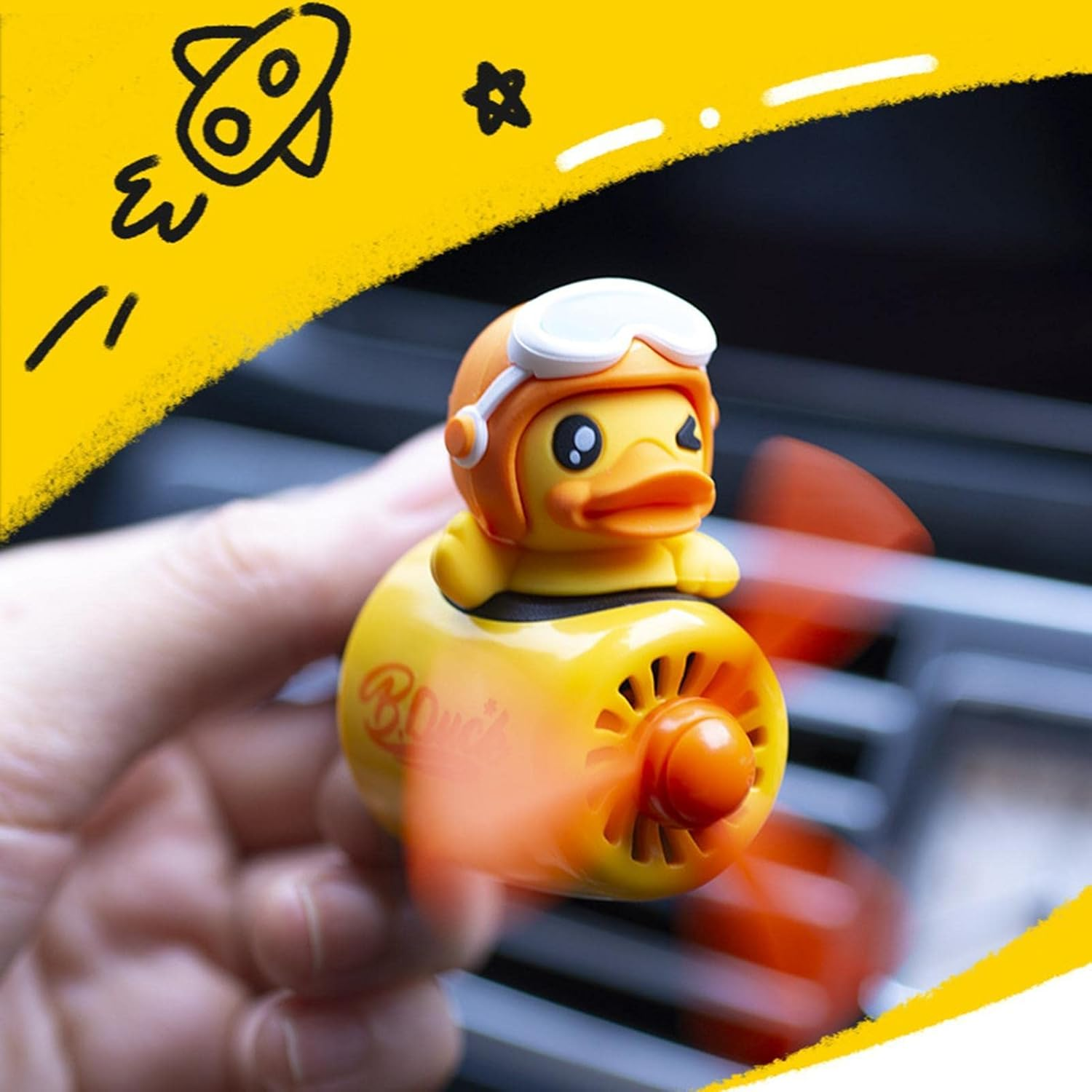 Qzjijosen Car Air Fresheners,Cute Bear Pilot Car Diffuser Rotating Propeller Air Outlet Vent Fresheners,Aromatherapy Ornament Car Accessories (Yellow Style) 1.0 Count - Pink image number 6