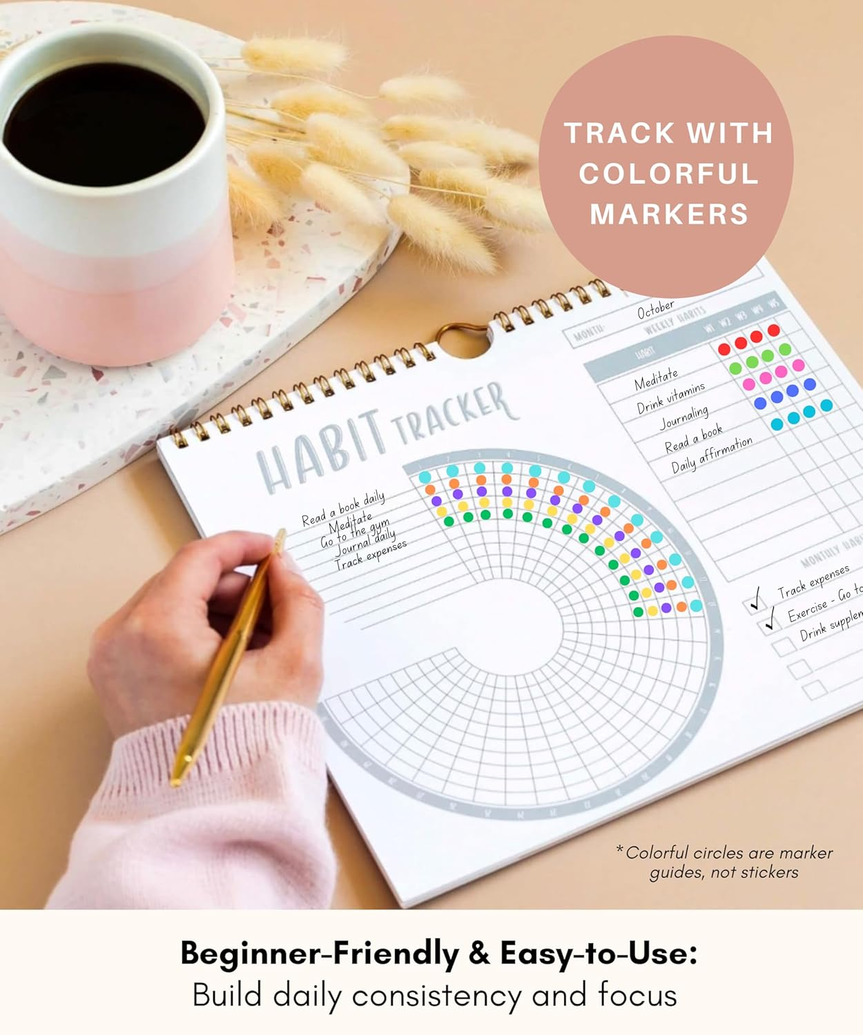 Lamare Habit Tracker Calendar - Inspirational Habit Journal with Spiral Binding - Daily Habit Tracker Journal and Goal Board - Motivational Goal Journal - Great Tool for Productivity and Workout image number 5