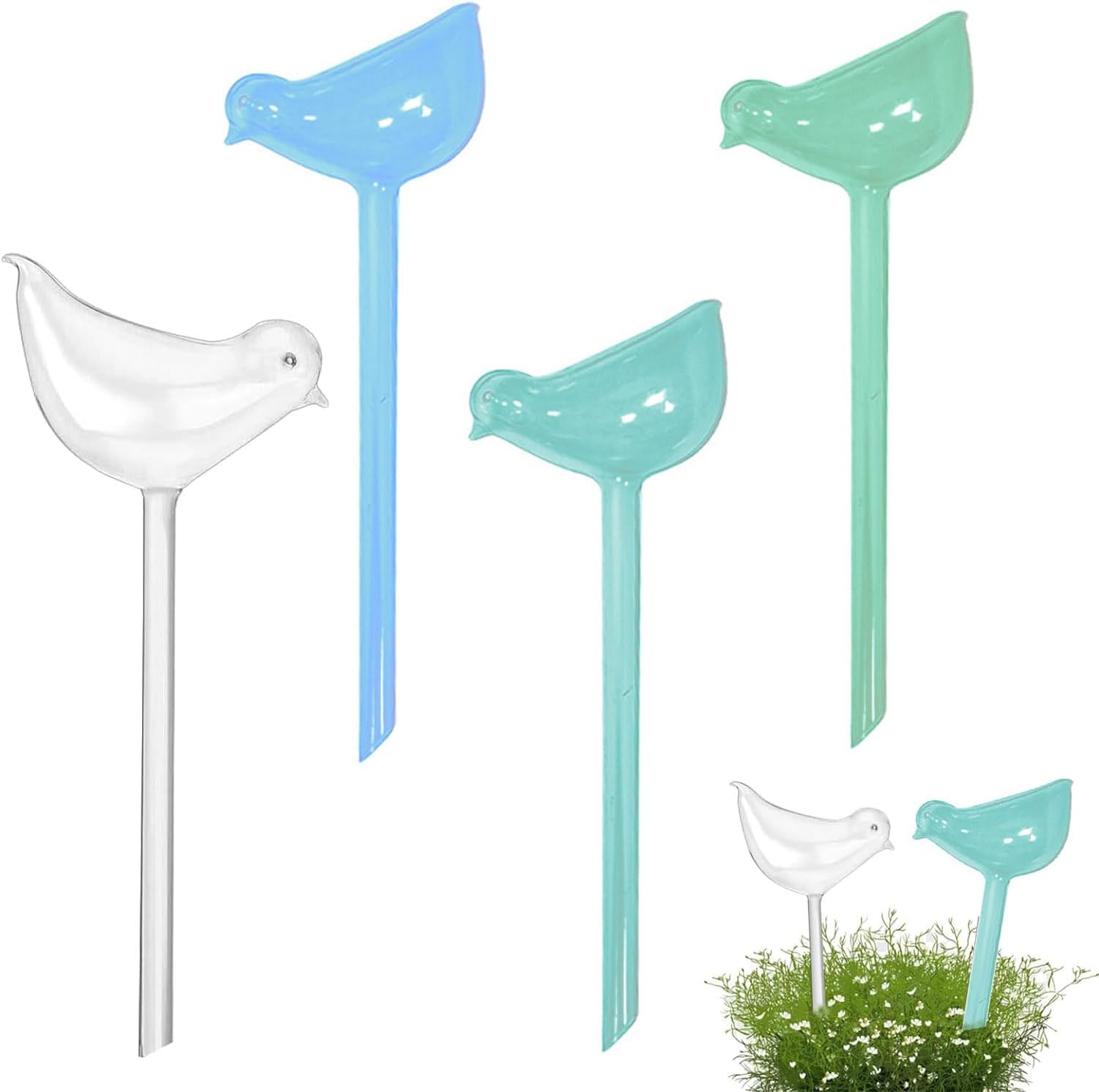 Plant Watering Globes, 4 Colors Bird Shaped Watering Bulbs for Outdoor and Indoor Plants, Clear Plant Watering Bulbs Self Watering Planter Insert image number 5