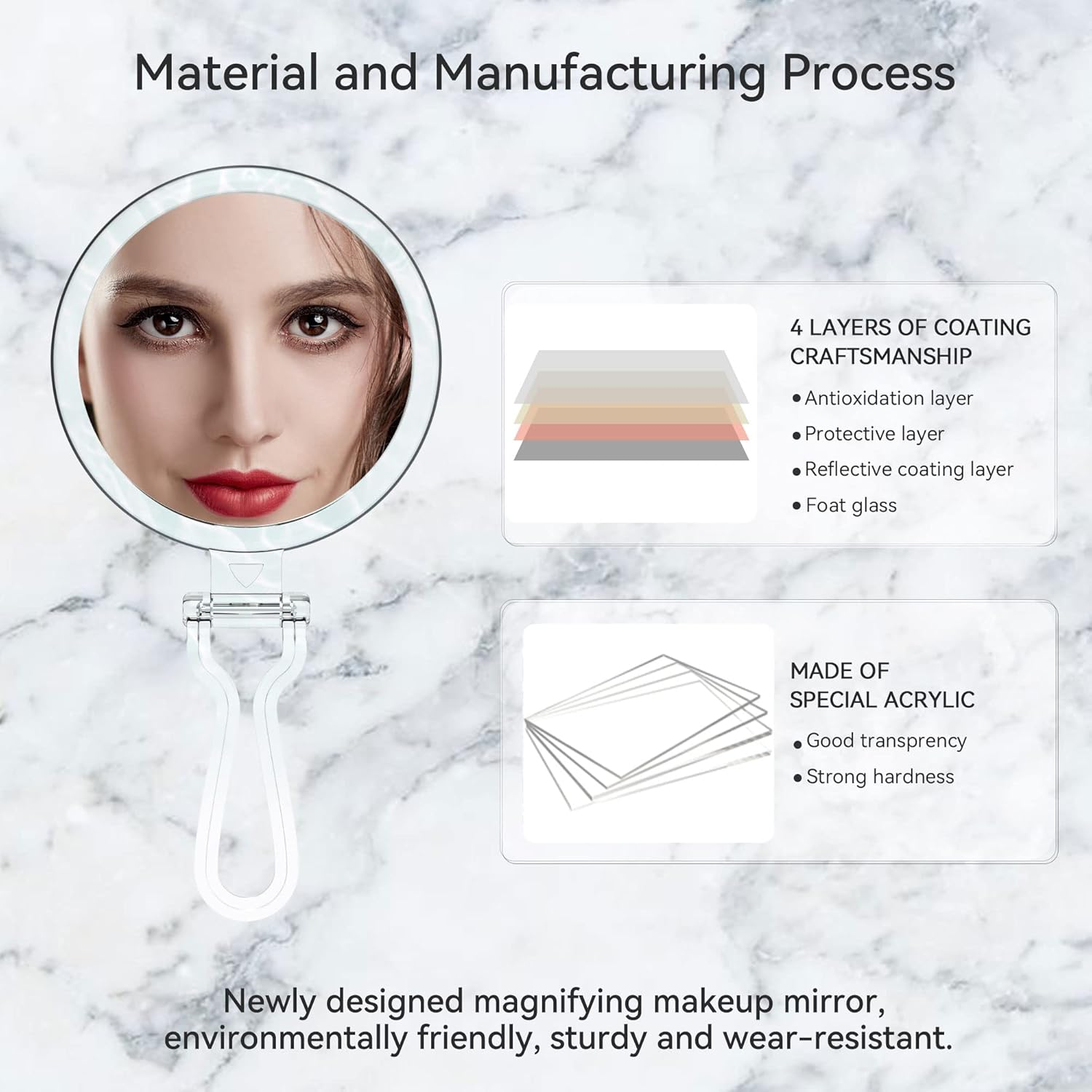 MIYADIVA Hand Mirror, 25X Magnifying Mirror with Handle, Magnifying Makeup Mirror with Double Side 25X/1X Magnification, Handheld Mirror Use for Travel Makeup Mirror and Blackhead Removal 6 Inch image number 5