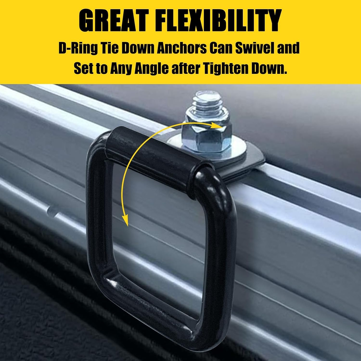 HKYLRAT 16PCS D Ring Tie down Anchor, Tie down D Ring Anchor, Secure Tie down Hooks & Lashing Loops for Truck, Trailer, Cargo, Boat - Industrial Grade Fixing Points image number 3