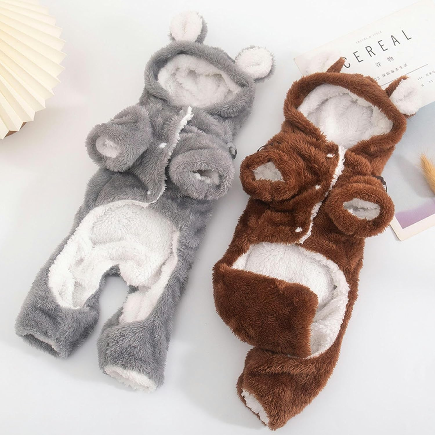 UOSIA Dog Winter Coat with Hood Long Sleeve Dog Sweater for Cold Weather Fleece Dog Thermal Bodysuit Dog Snowsuit for Small Medium Dogs image number 4