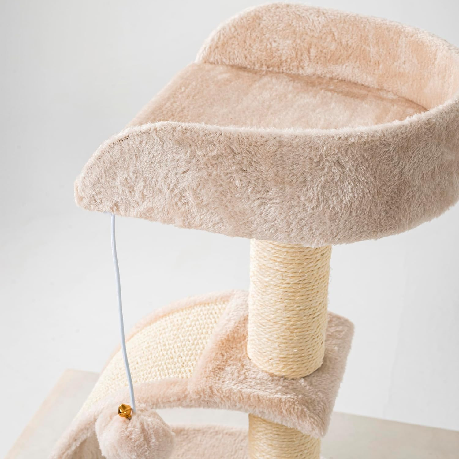 CASA Basics Cat Tree Tower, 58Cm Height, Plush Platform with Scratching Post and Dangling Ball (Beige) image number 6