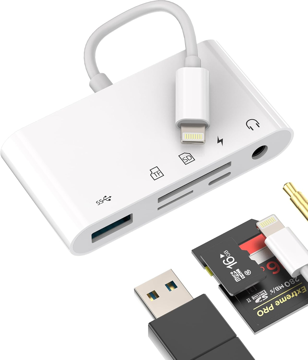 USB C Lightning USB to OTG TF SD Charger Adapter Micro Card Reader for Apple for Iphone 15 14 for Ipad Compatible for Samsung Dongle Cable Camera Memory Mouse Converter Splitter Charging Accessories