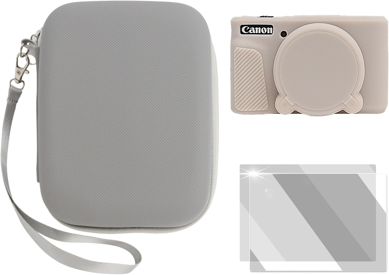 VOVMOEYA Camera Case for Canon Powershot SX730/SX740 HS, Sx730/740 Hs Camera Case Accessories Kit,Eva Hard Carrying Bag + Soft Silicone Protective Cover + 2 LCD Tempered Films-Black