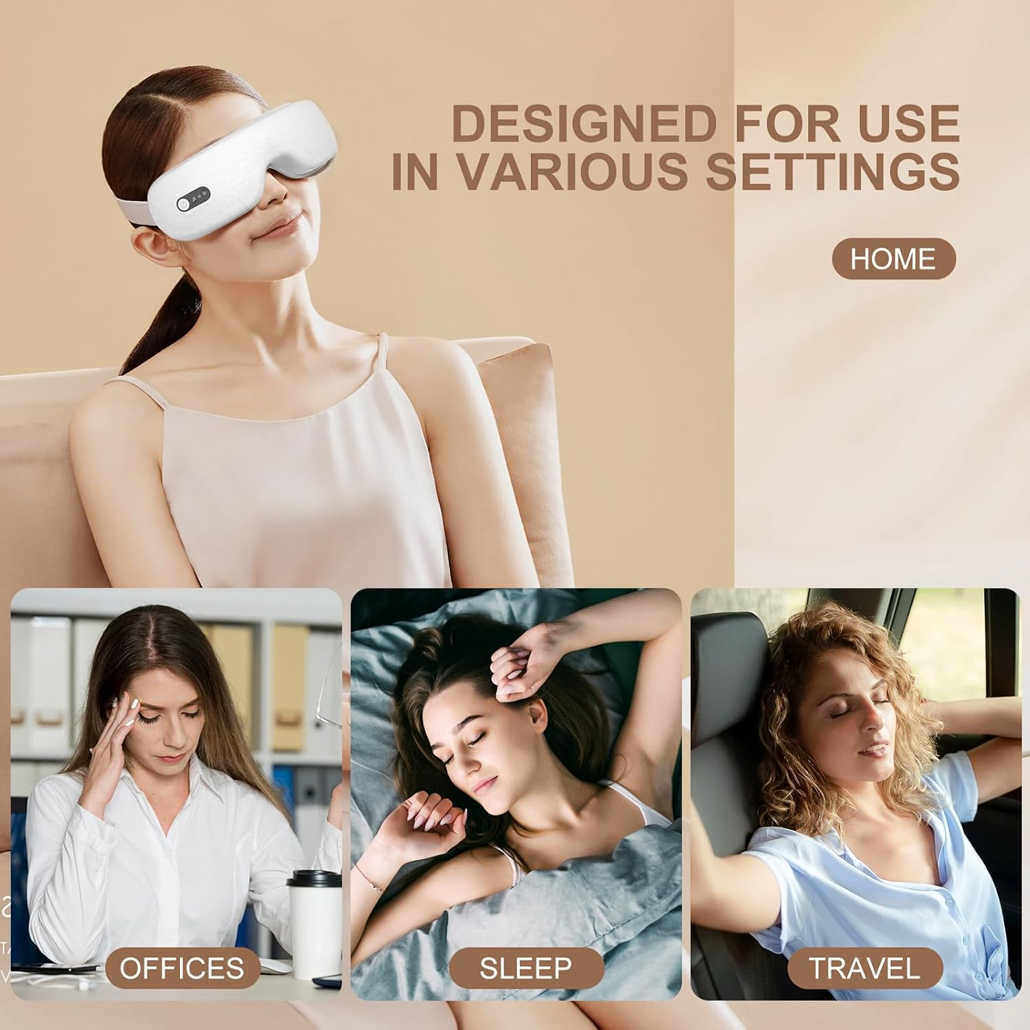 Eye Massager with Heat, Shiatsu Eye Massage Mask with Bluetooth Music, Compression, Eye Care Device for Relieve Eye Strain Dry Eyes, Heated Eye Mask Massager Improve Sleep image number 3