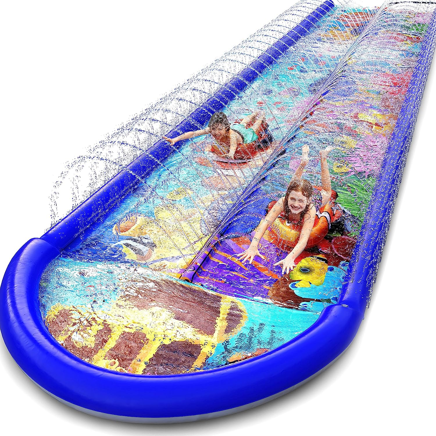 Stargo Undersea Water Dual Slip and Slide - 18 Feet X 5 N with Splash Pad Sprinkler, Inflatable Body Boards Kids Fun Multi image number 5