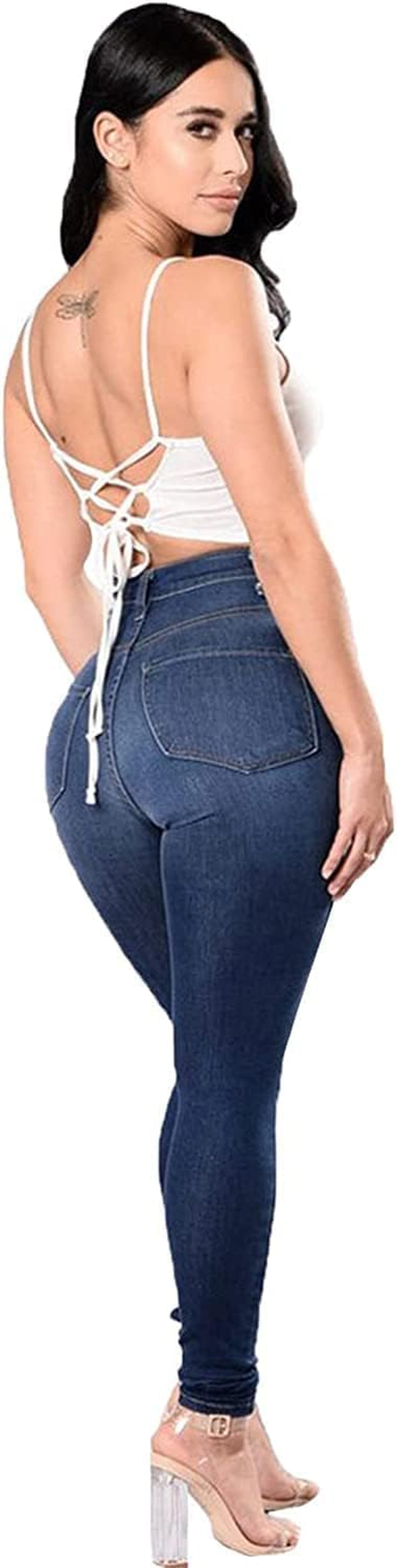 Women'S Destroyed Slim Fit Outdoor Jeans Ripped Skinny Street Denim Pants Distressed High Waist Jeans Pants image number 2