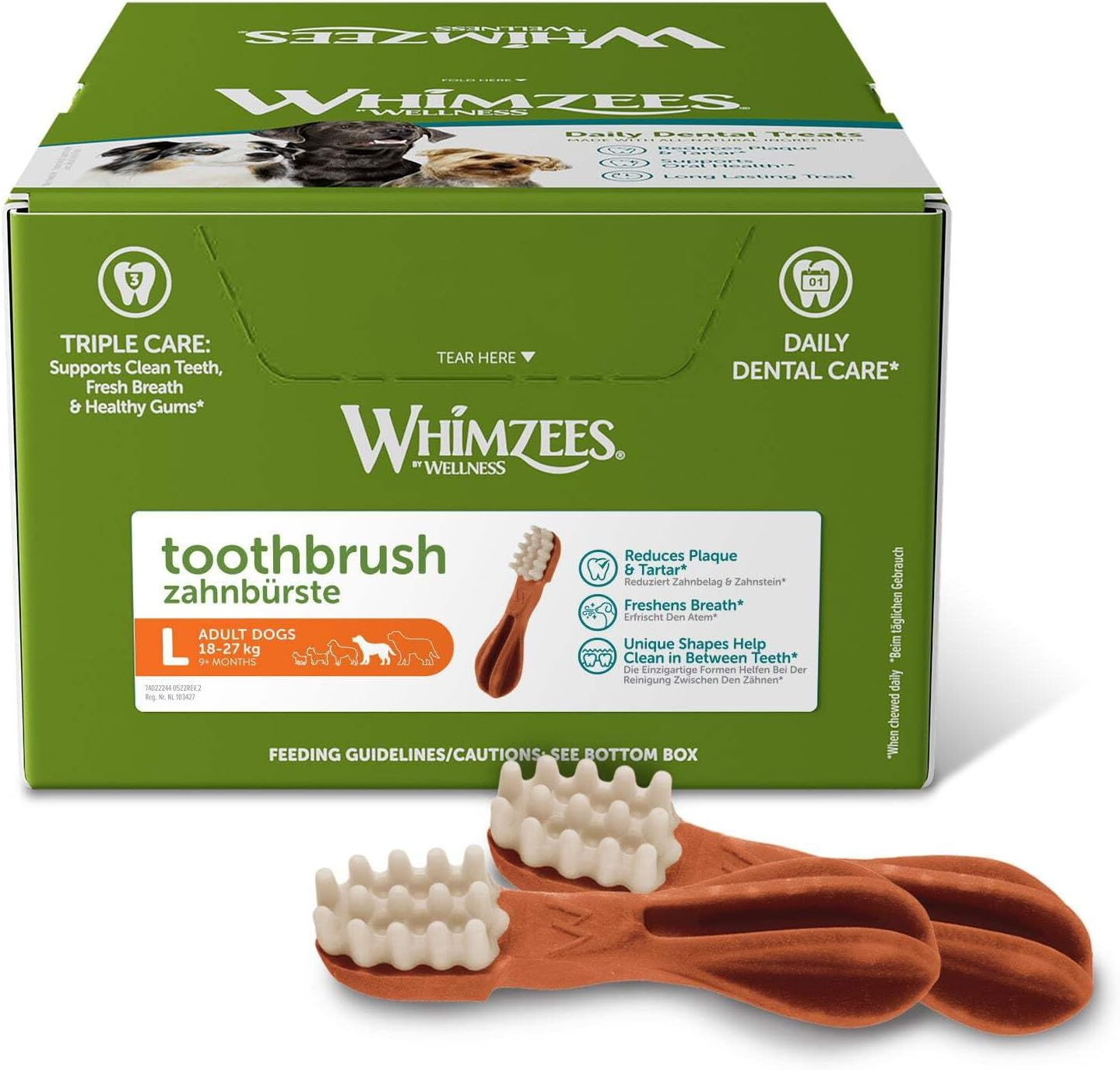 Whimzees Toothbrush Star Dental Treat Box of 350, 350 Count X-Small image number 2