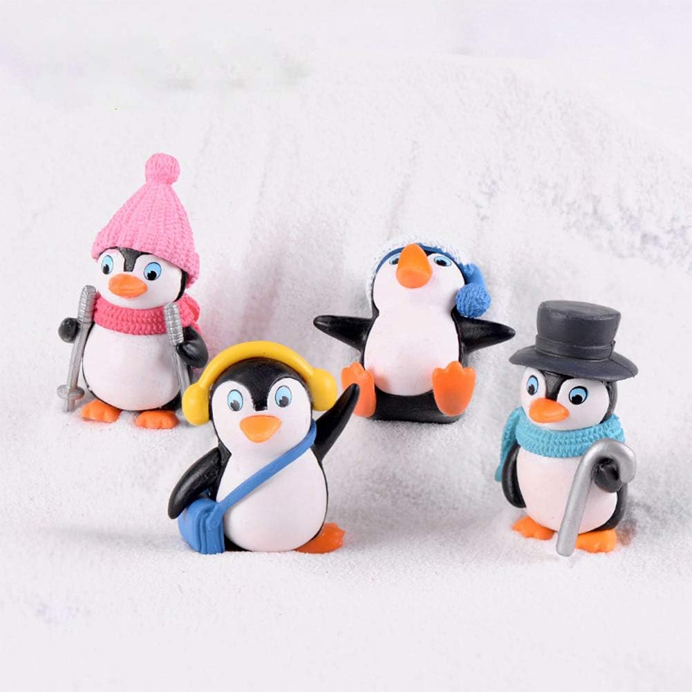 Jem 4Pcs Cute Landscape Penguin Ornament, Penguin Garden D&eacute;cor Figurine, Mini Figure Collection Playset, Penguin Cake Topper image number 2