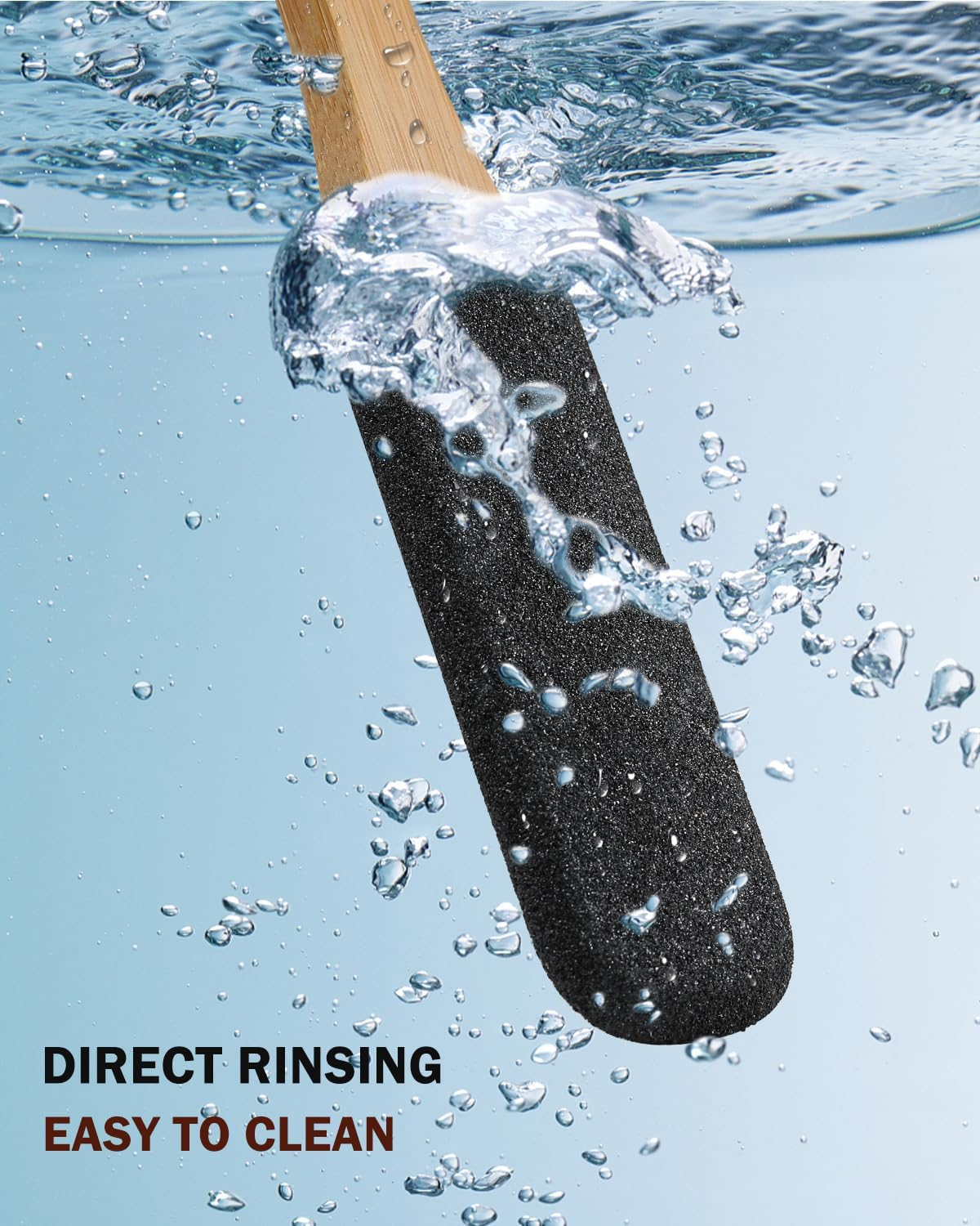 BEZOX Foot Pumice Stone Pedicure File(1 PCS) - Ergonomic Wooden Handle Foot File Callus Remover for Smoother Feet and Hands - Foot Scrubber, Heel Sander and Dead Skin Scraper - Black image number 2