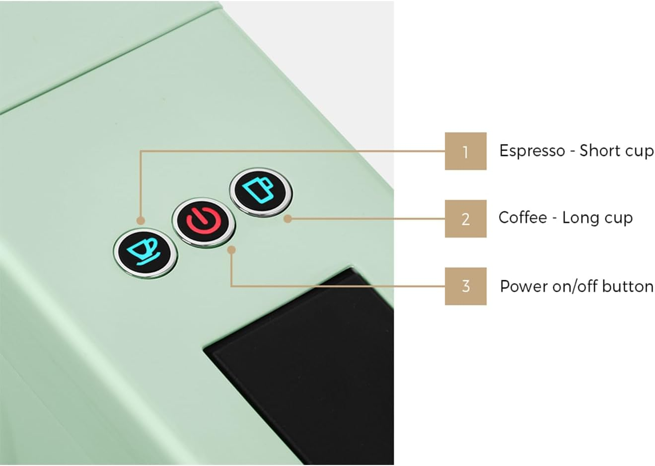Vevare 3In1 Capsule Coffee Machine Dolce Gusto Coffee Machine 19 Bar Pressure and 1450W Automatic Coffee Maker for Single Serve Mint - A1-Mint image number 6
