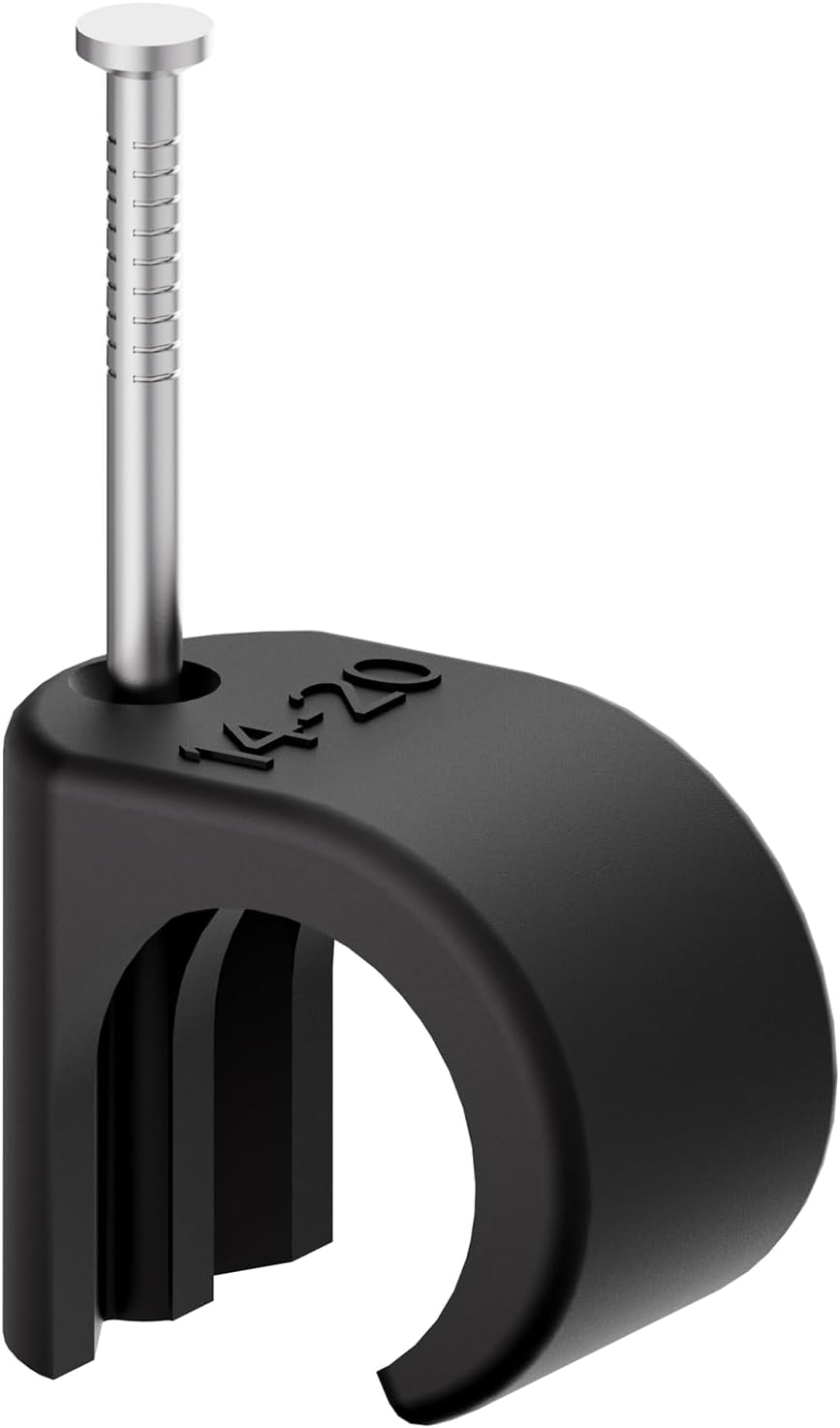 Temolink Cable Clips 50Pcs Nail Clamps 14-20Mm 304 Stainless Steel Cable Management for Phone and Ethernet Cable Power Cable Pipe Black image number 7