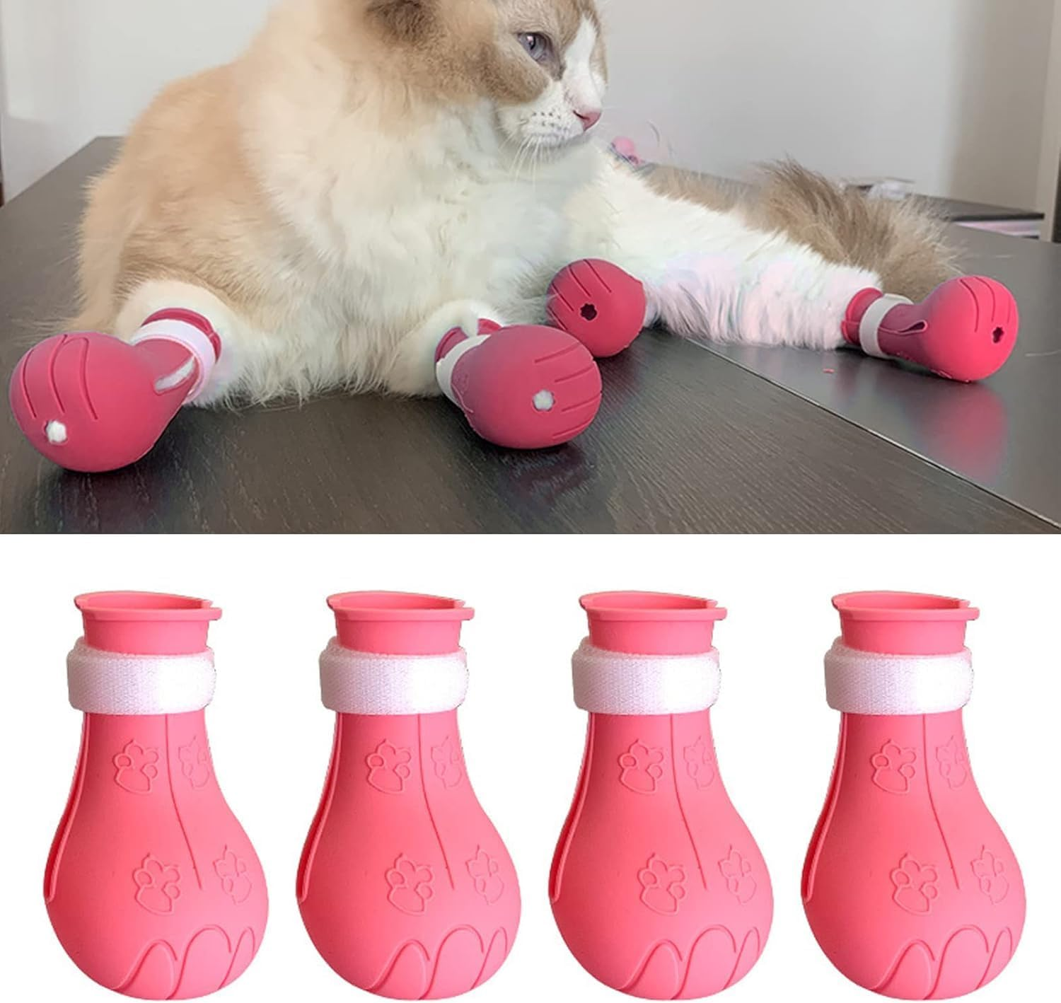 Anti-Scratch Cat Shoes Boots, 4Pcs Pet Scratch Deterrent Booties, Silicone anti Scratch Cat Feet Covers, Silicone Pet Anti-Scratch Shoes image number 6