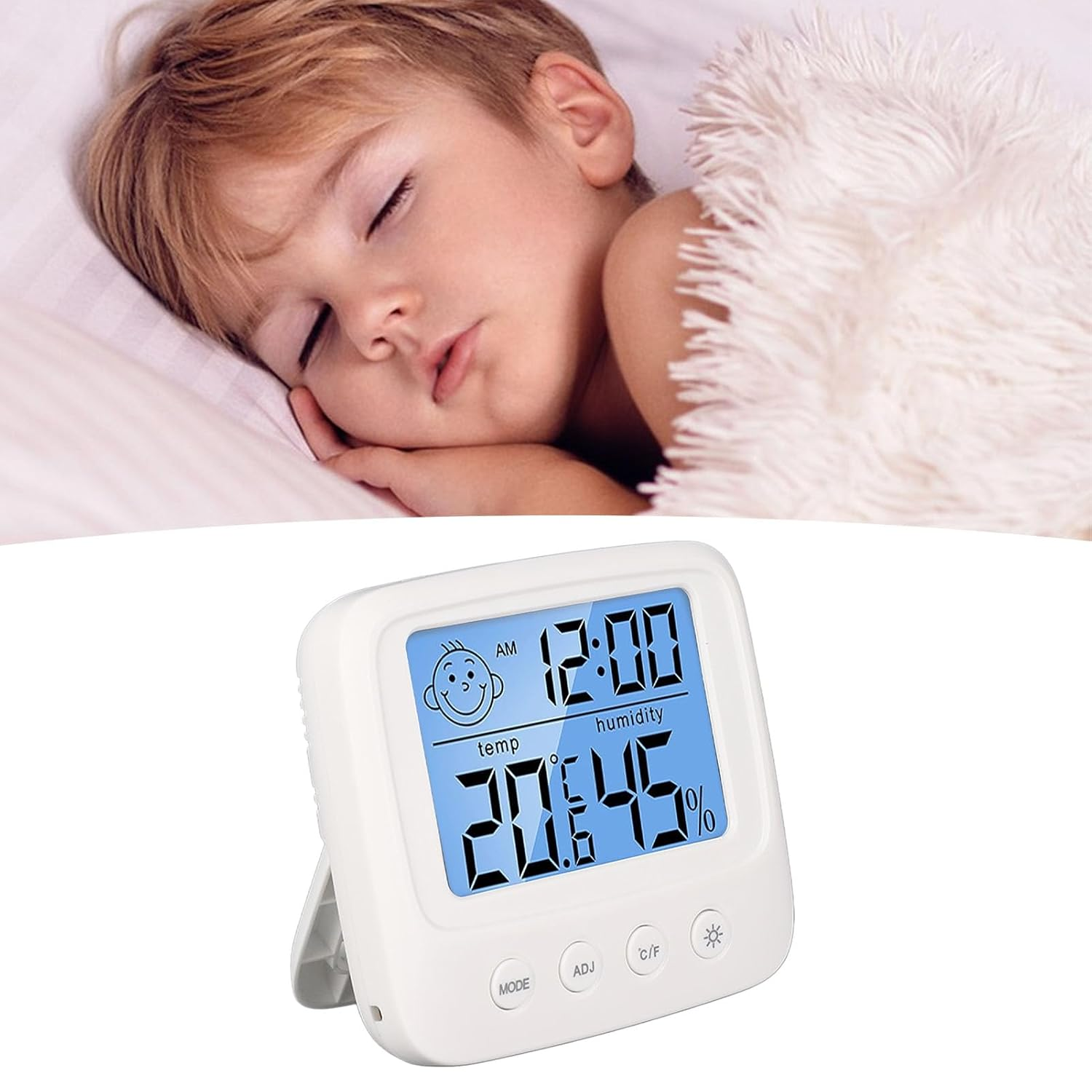 Digital Hygrometer Indoor Thermometer with Backlight Alarm Function Digital Clock Wireless Weather Station with Backlight Alarm Function, Accurate Room Temperature Monitor for Nursery Hygrometers image number 6