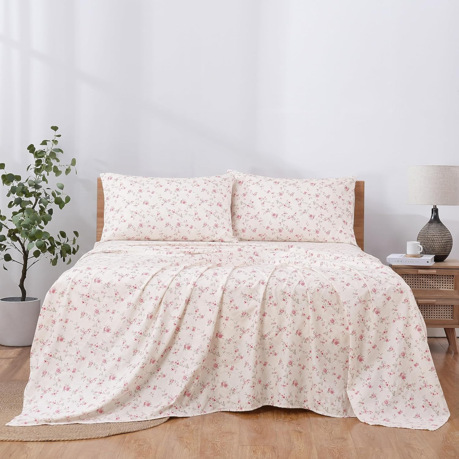 Modern Threads Printed 4-Piece Extra Soft Bedding Sheets & Pillowcase Set, Deep Pocket up to 16 Inch Mattress Kashmir Rose Full image number 2
