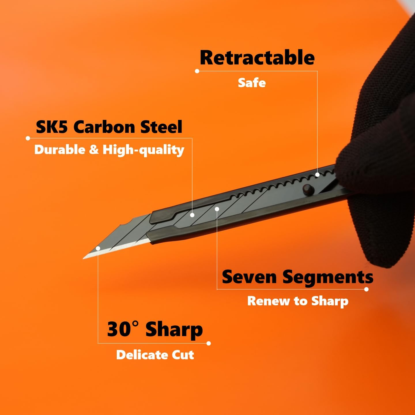 Vehicle Vinyl Wrap Kit, Window Tint, Wallpaper Scraper, Rubber Squeegee, Spray Bottle, Gloves, Auto Edge Trimmer Bulk, DIY Knife, Cutter, Car Solar Film Installation Tool, Black&Orange, 22In1 image number 5