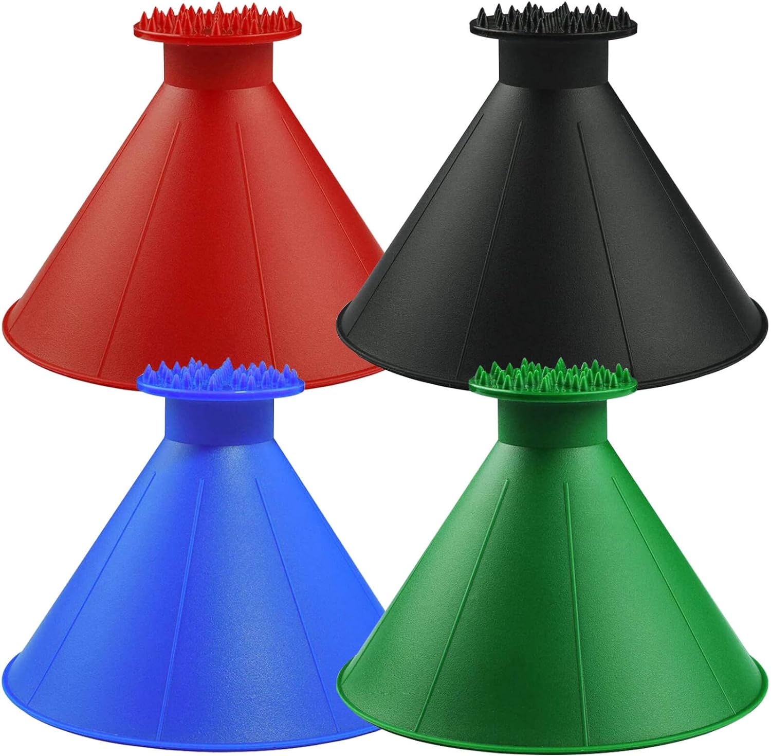 Magical Ice Scrapers for Car Windshield - 4 Pack round Ice Scraper with Funnel, Professional Snow Removal Shovel Tool, 4 Color
