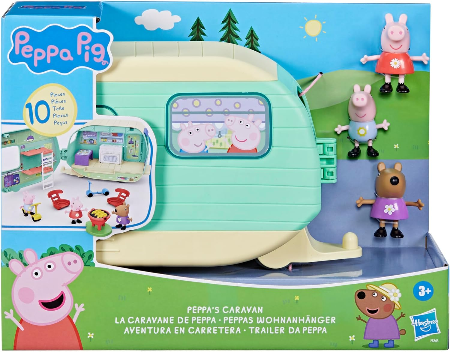 Peppa Pig Caravan Playset with 3 Figures and 6 Accessories, Preschool Toys for 3 Year Old Girls and Boys and Up image number 6