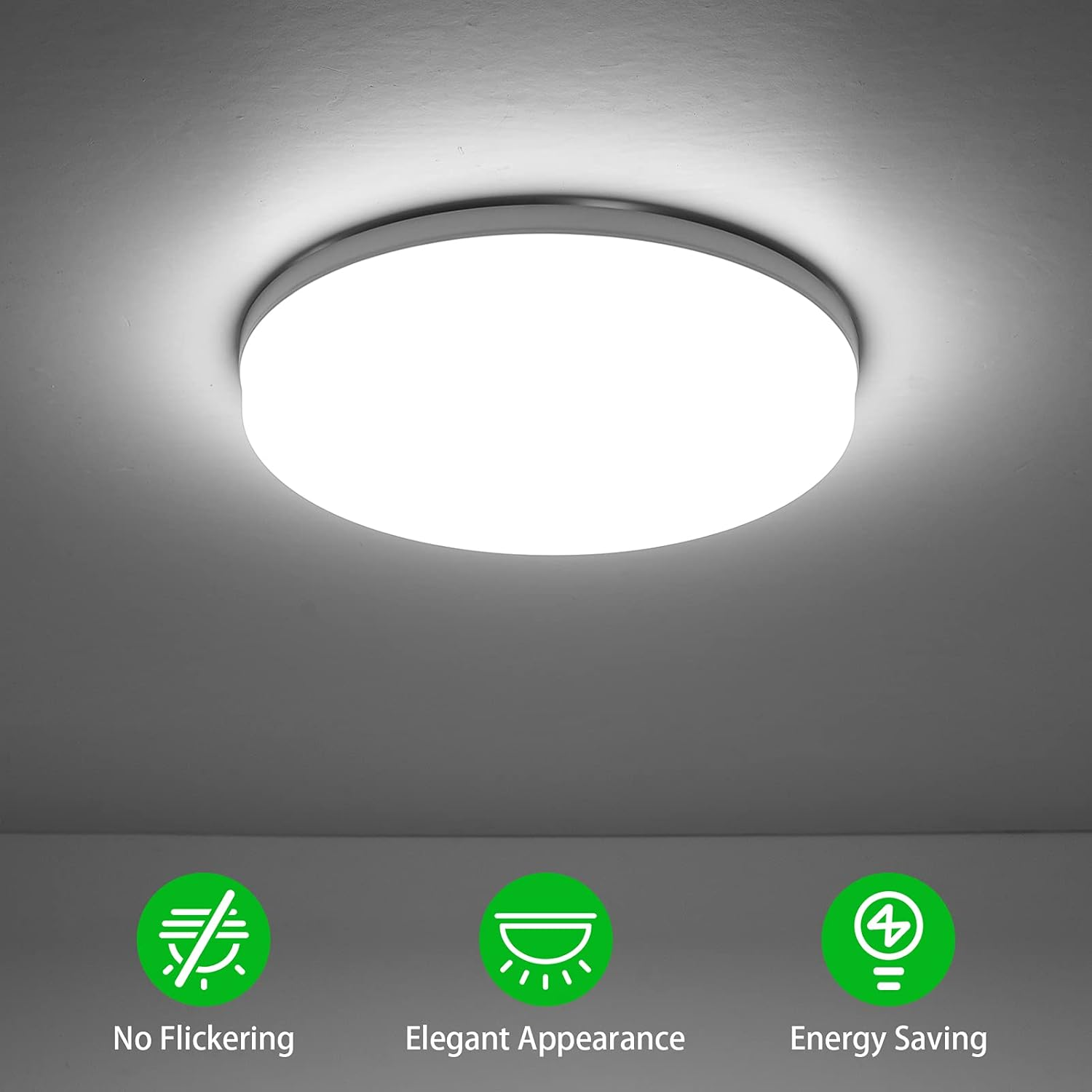 Leds Ceiling Light H Mounting 18W round Ceiling Lamp for Kitchen Bedroom Hallway (6500-7000K White Light)