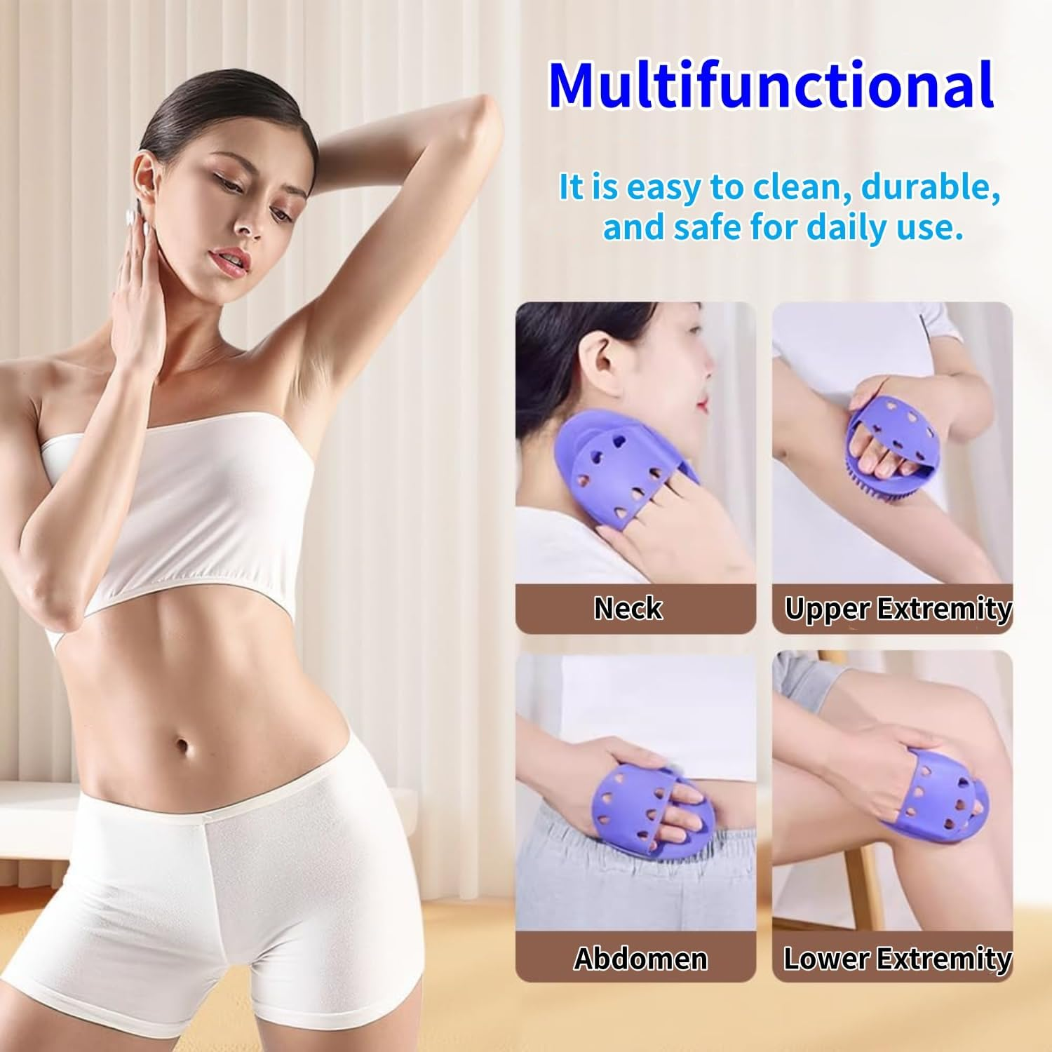 Massage Brush for Belly Body Relaxation Massage Comb Essential Oil Brush Body Scrubber Bath Body Brushes SPA Massager Device, Meridian Pressure Brush for Belly, Arms, Legs, Back (2 Pcs) image number 1