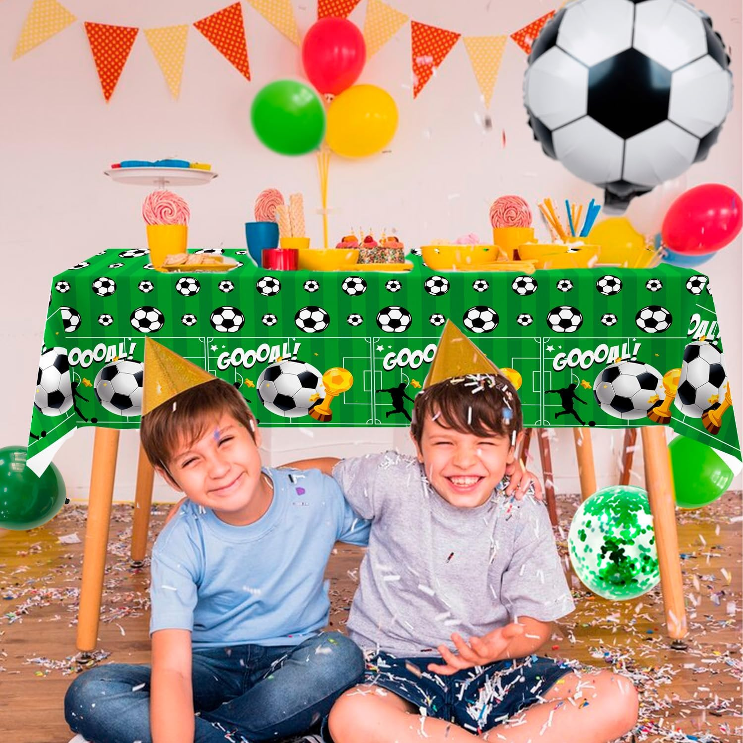 Soccer Tablecloth, 3 Pcs Soccer Party Tablecloth Set - Soccerball Party Tablecloth, Soccerball Table Covers Theme Table Cloth, for Party Birthday Decorations image number 1