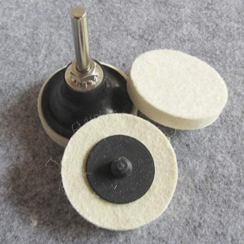 10Pcs Wool Felt Polishing Pads, 2" Compressed Wool Fabric Disc Buffing Wheels with 1/4 Inch Rod Disk for Grinding, Sanding and Cleaning image number 3